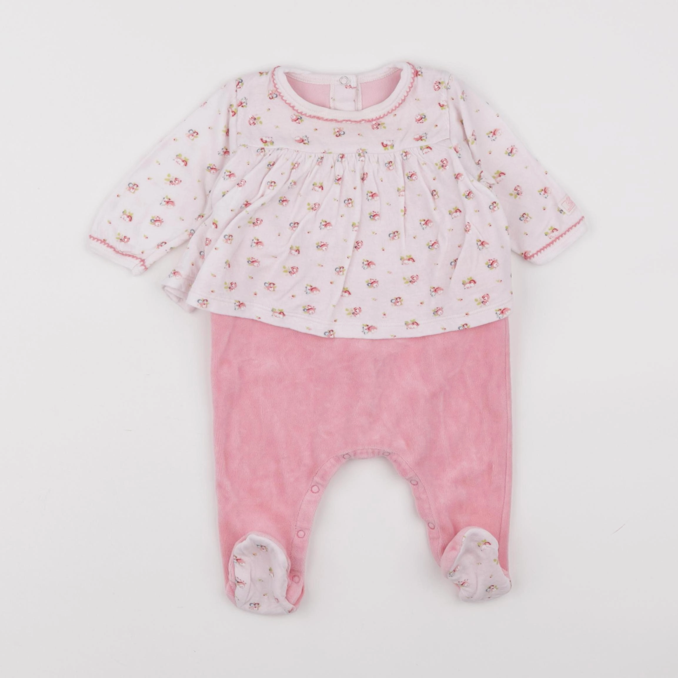 Petit Bateau - pyjama velours rose - 3 mois