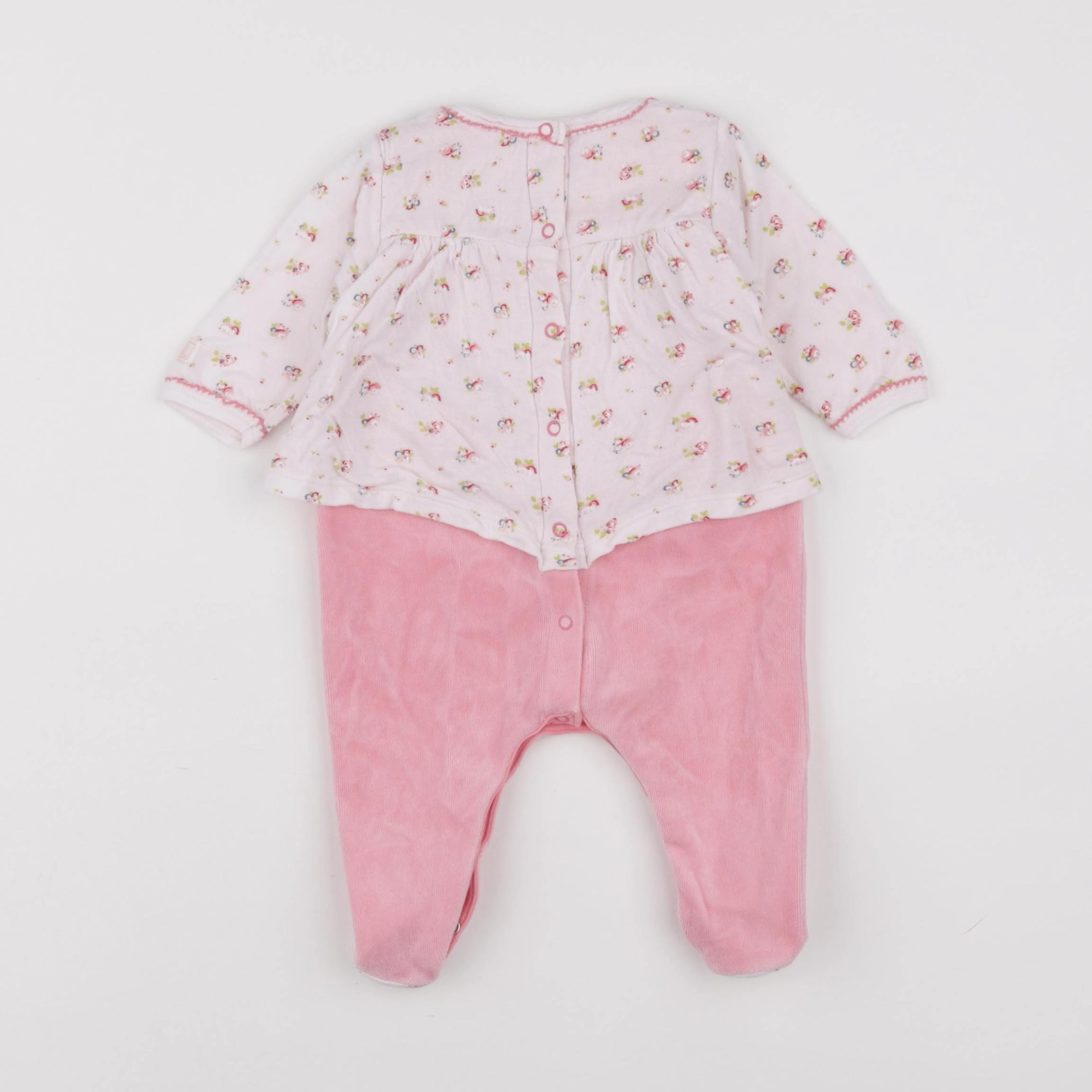 Petit Bateau - pyjama velours rose - 3 mois