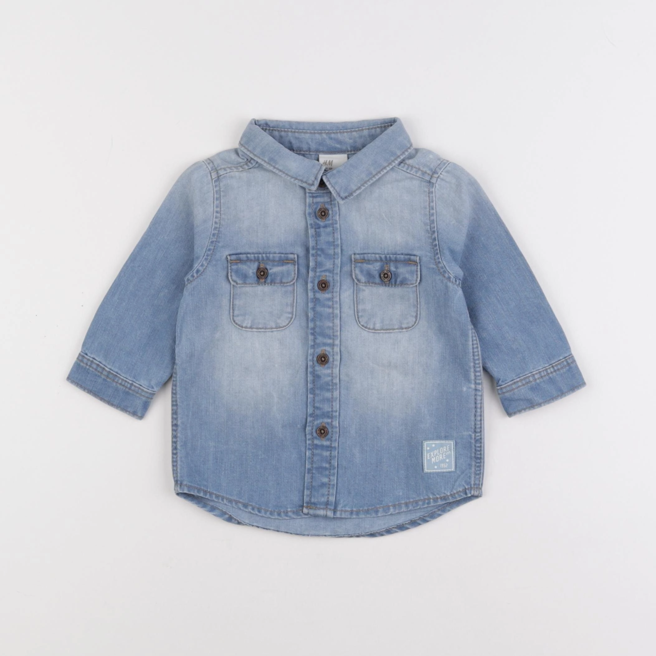 H&M - chemise bleu - 4/6 mois