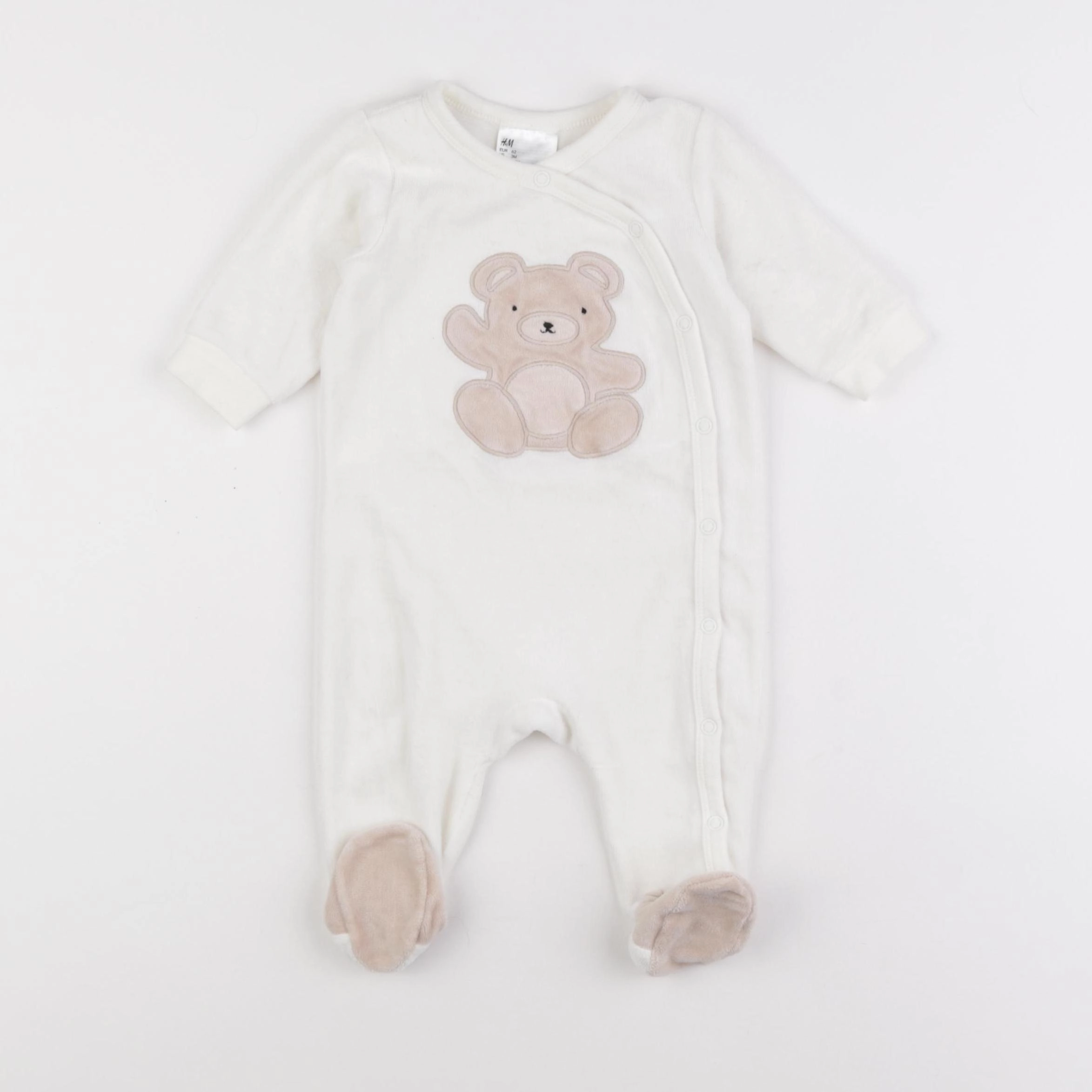 H&M - pyjama velours beige - 3 mois