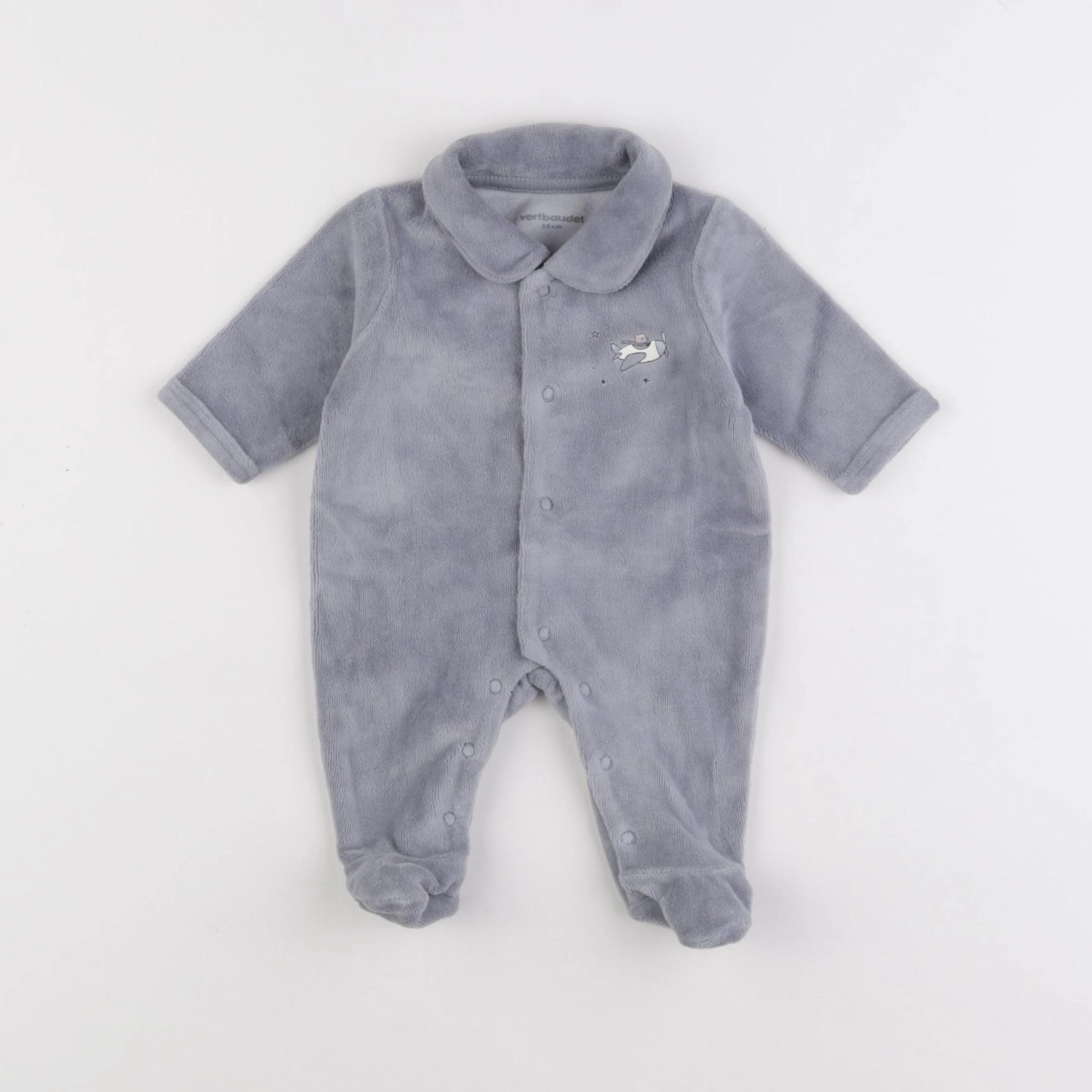 Vertbaudet - pyjama velours bleu - 0 mois