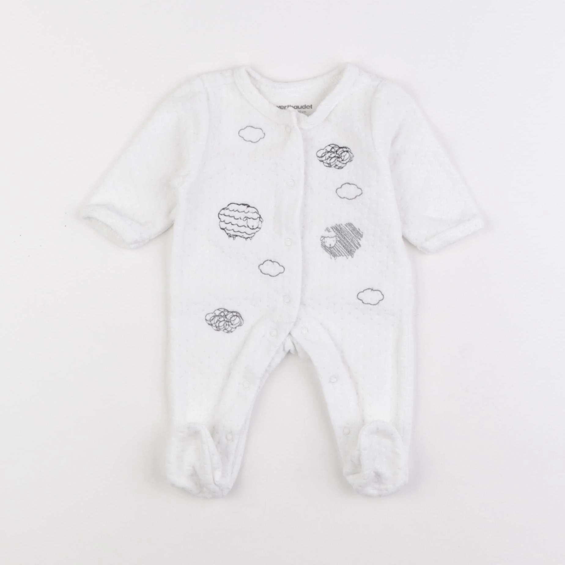Vertbaudet - pyjama velours blanc - 0 mois