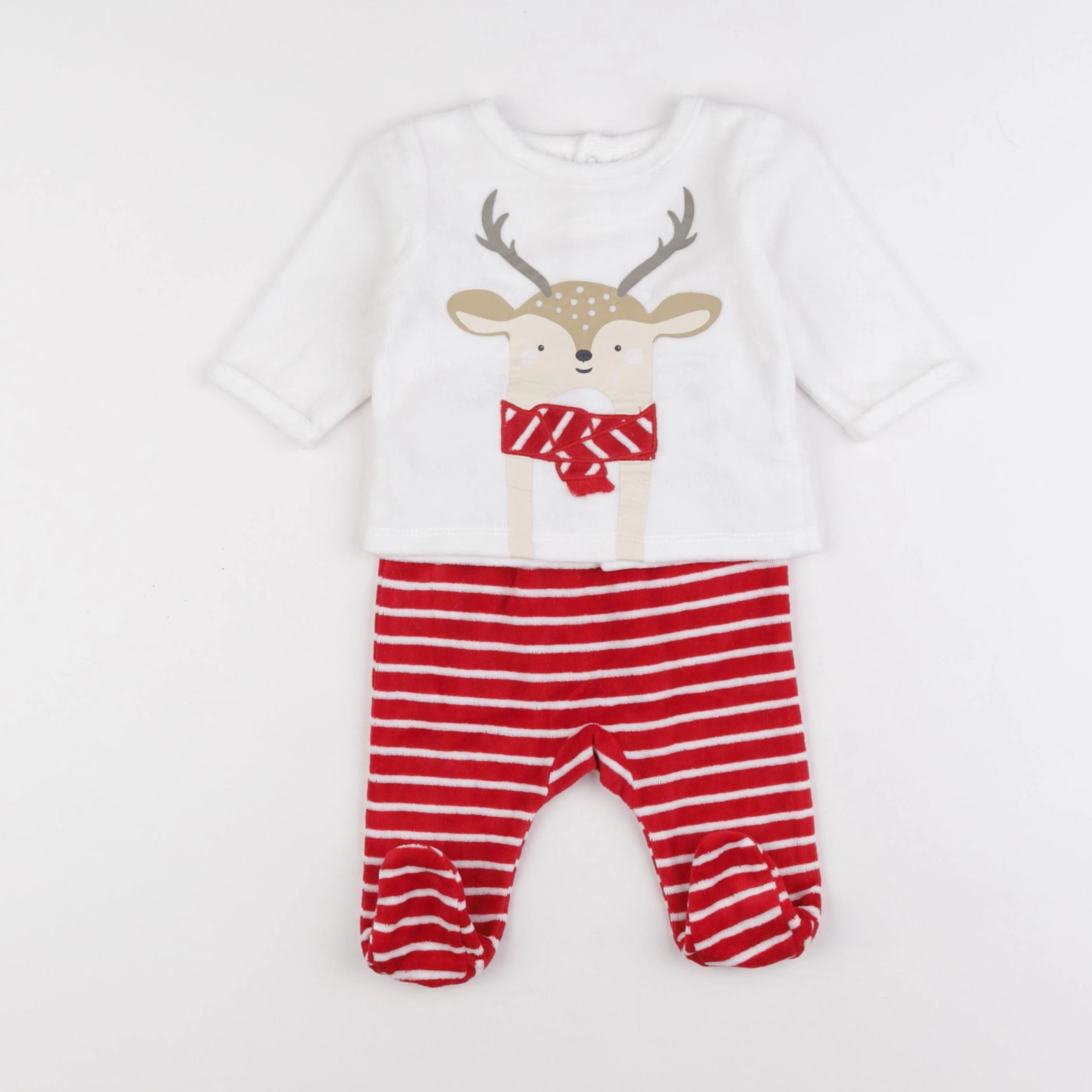 Vertbaudet - pyjama velours rouge - 3 mois
