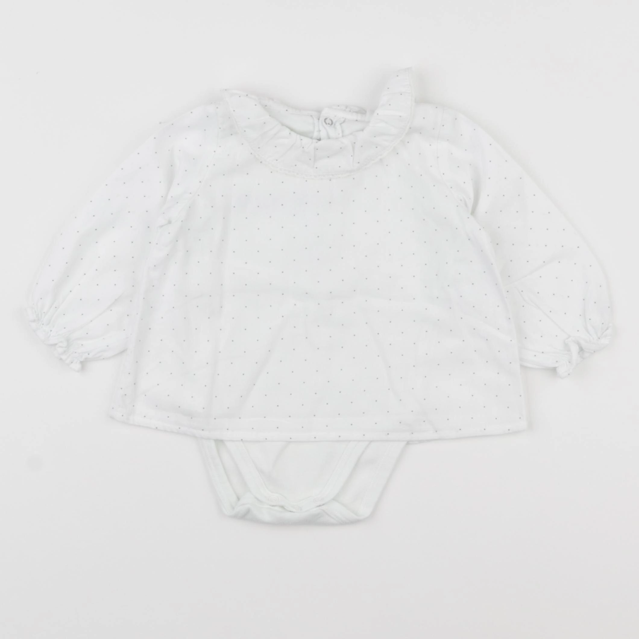 Petit Bateau - body blouse blanc - 12 mois