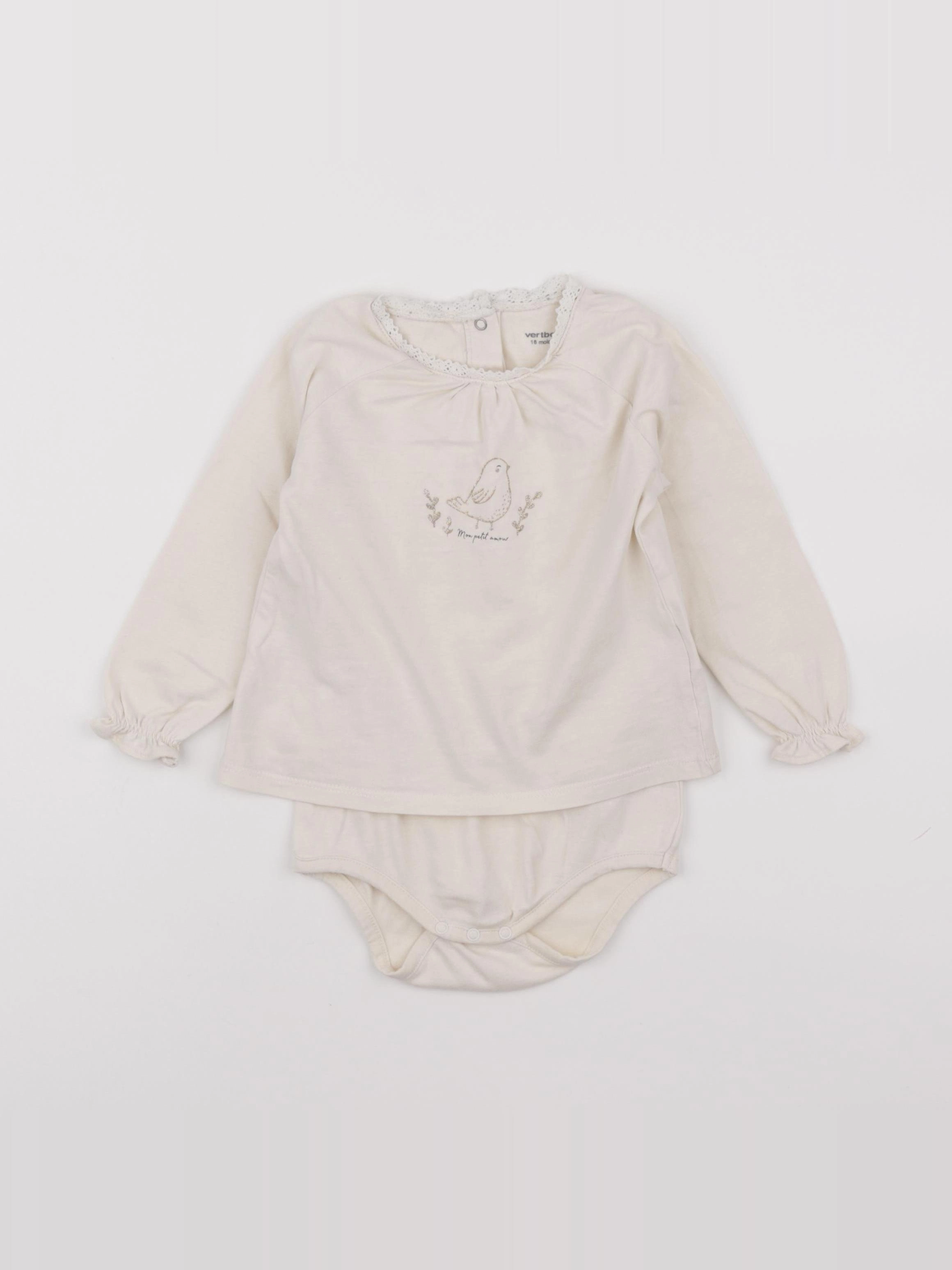 Vertbaudet - body tee-shirt beige - 18 mois