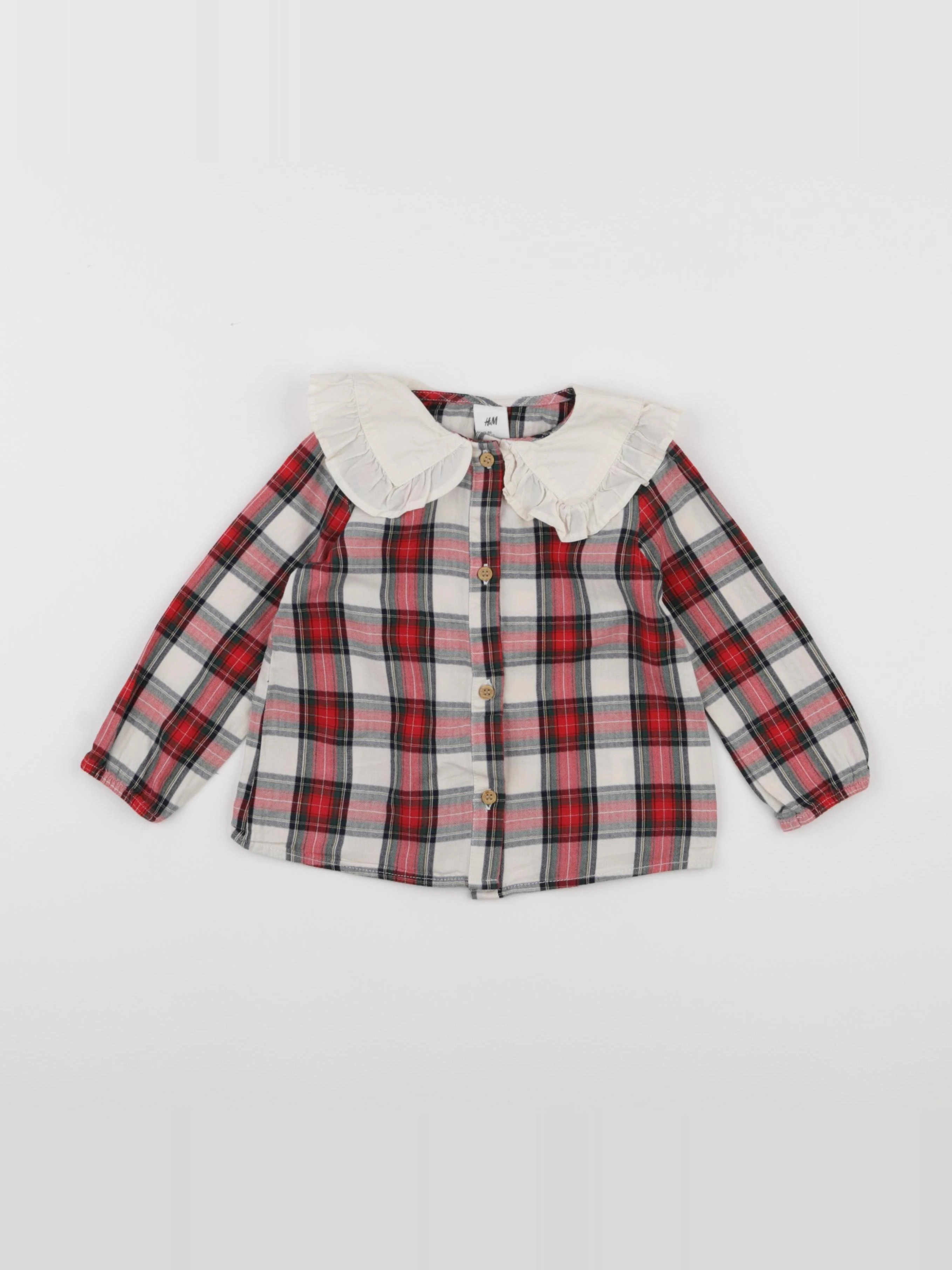 H&M - blouse rouge, beige - 12/18 mois