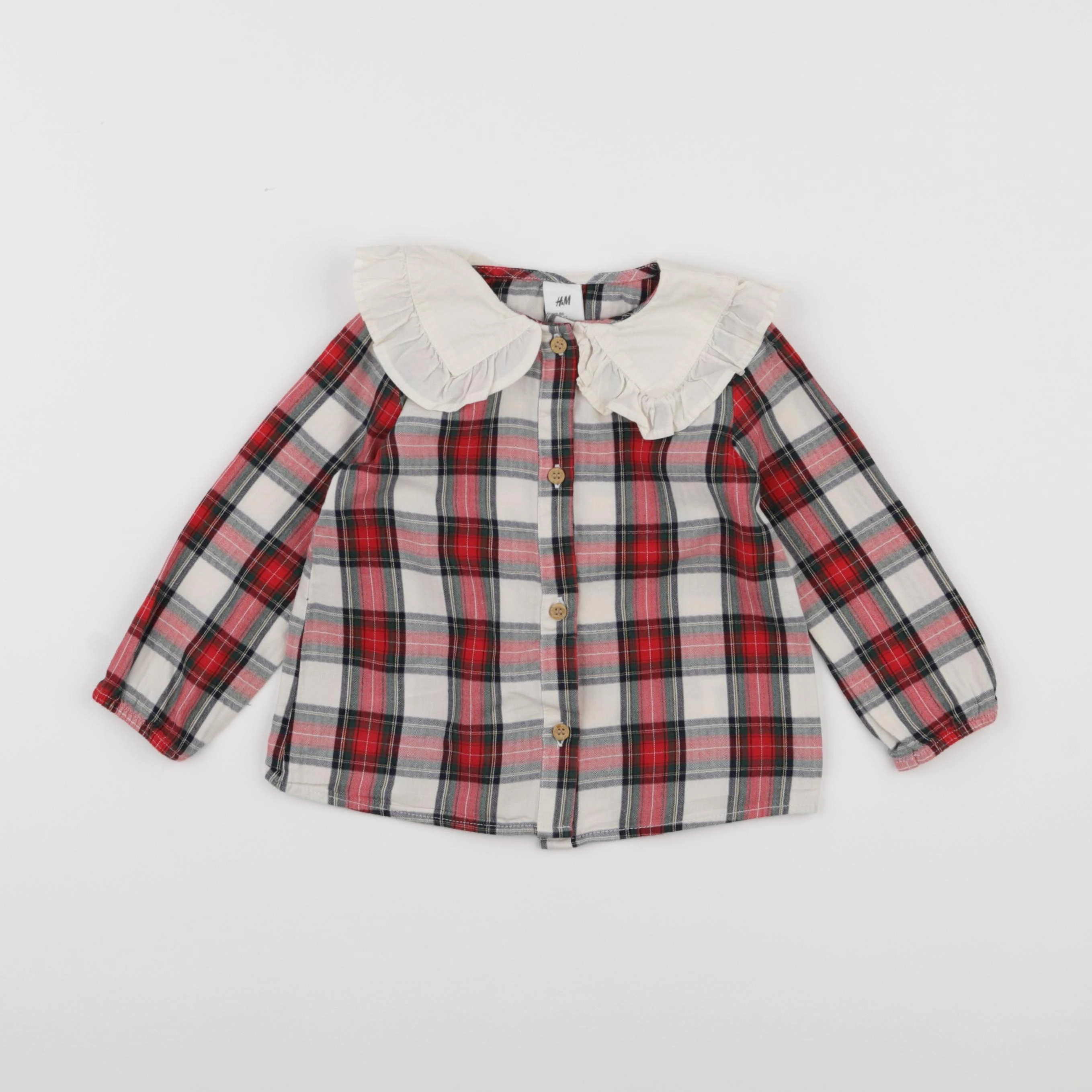H&M - blouse rouge, beige - 12/18 mois