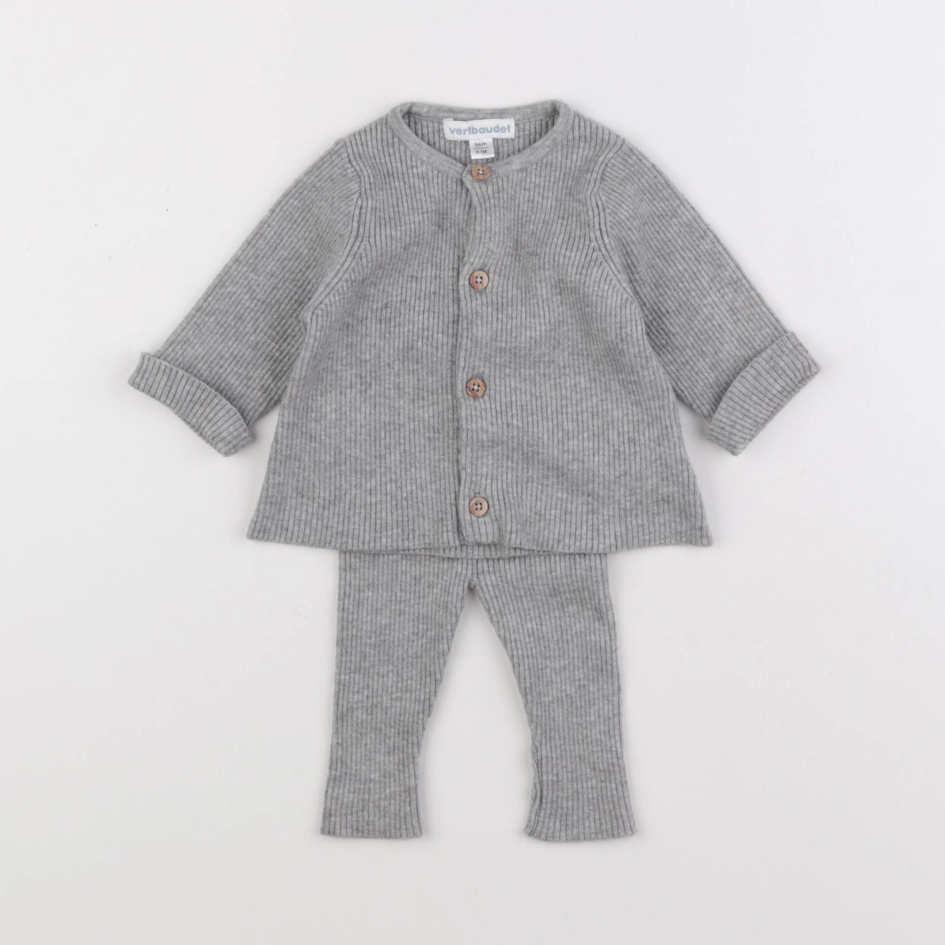 Vertbaudet - ensemble gris - 0/1 mois