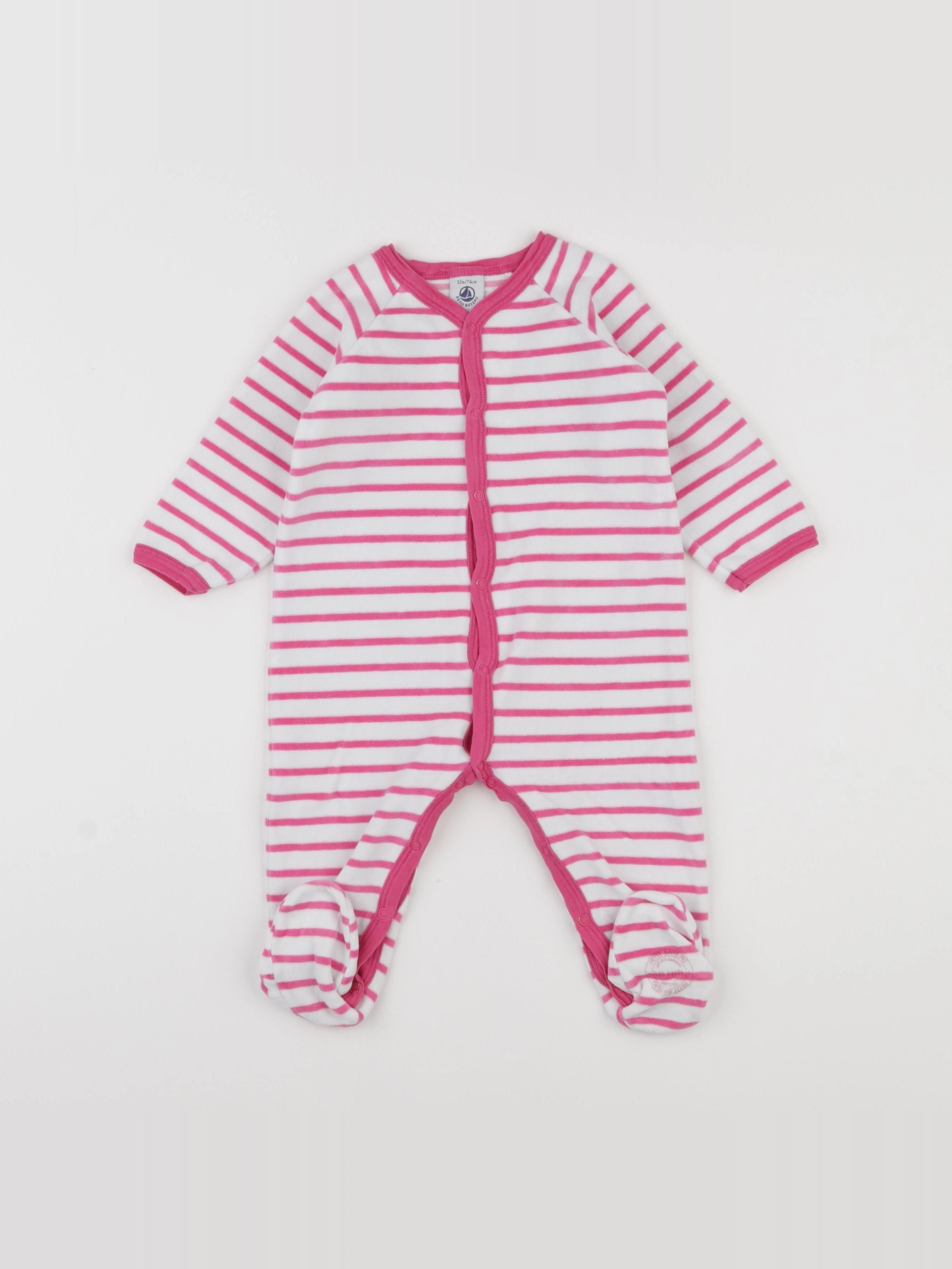Petit Bateau - pyjama velours rose - 12 mois