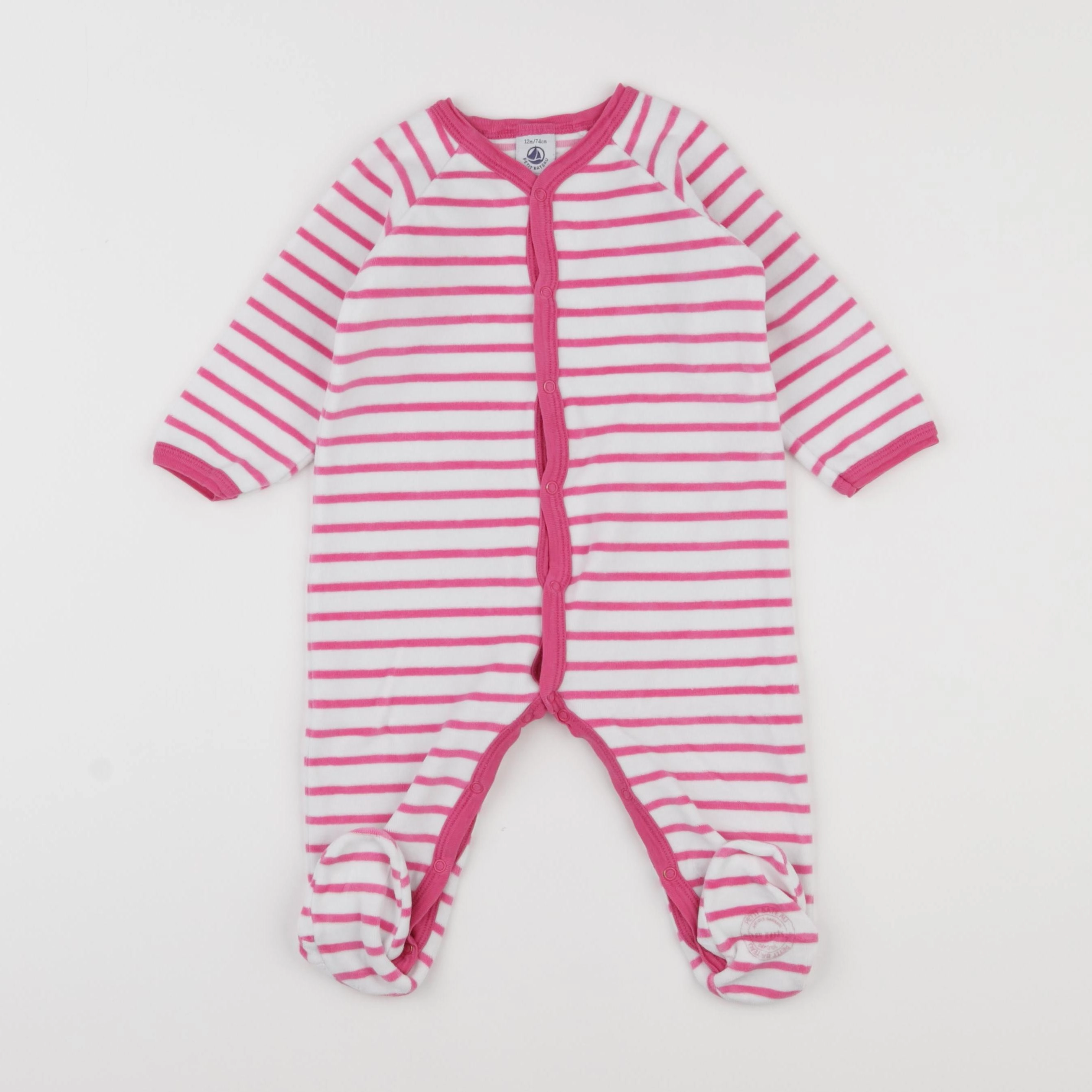 Petit Bateau - pyjama velours rose - 12 mois