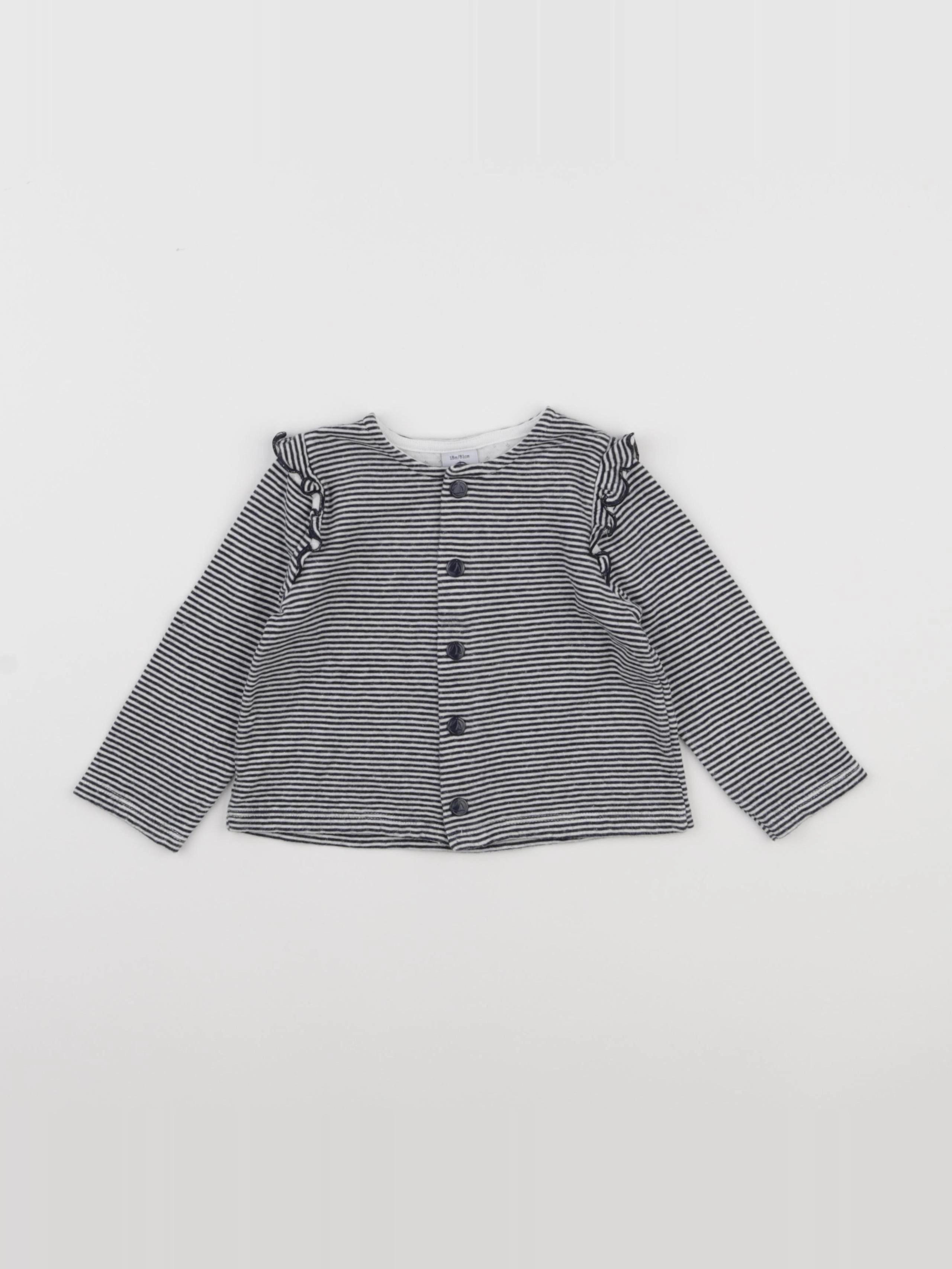 Petit Bateau - sweat bleu, blanc - 18 mois