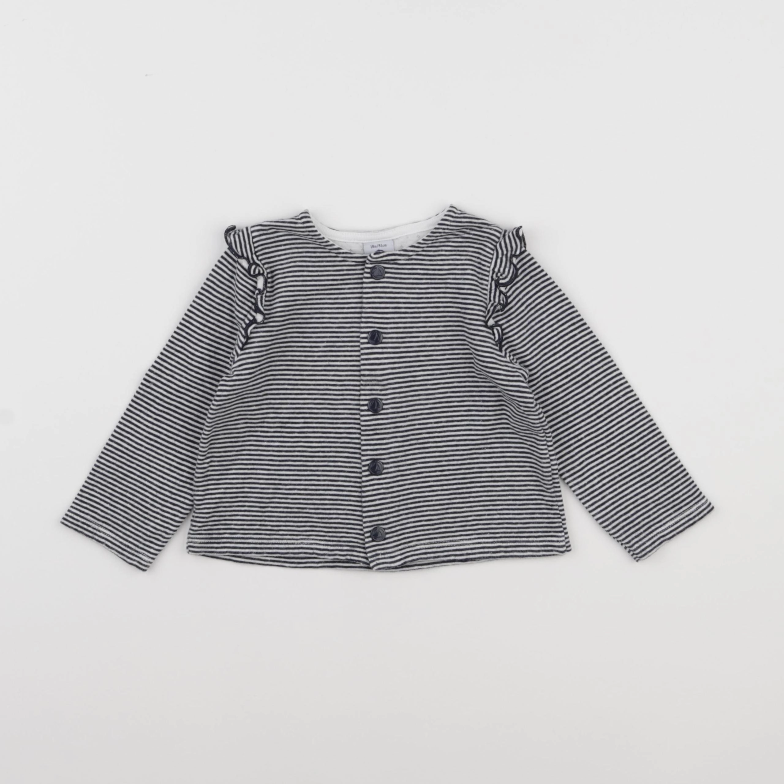 Petit Bateau - sweat bleu, blanc - 18 mois