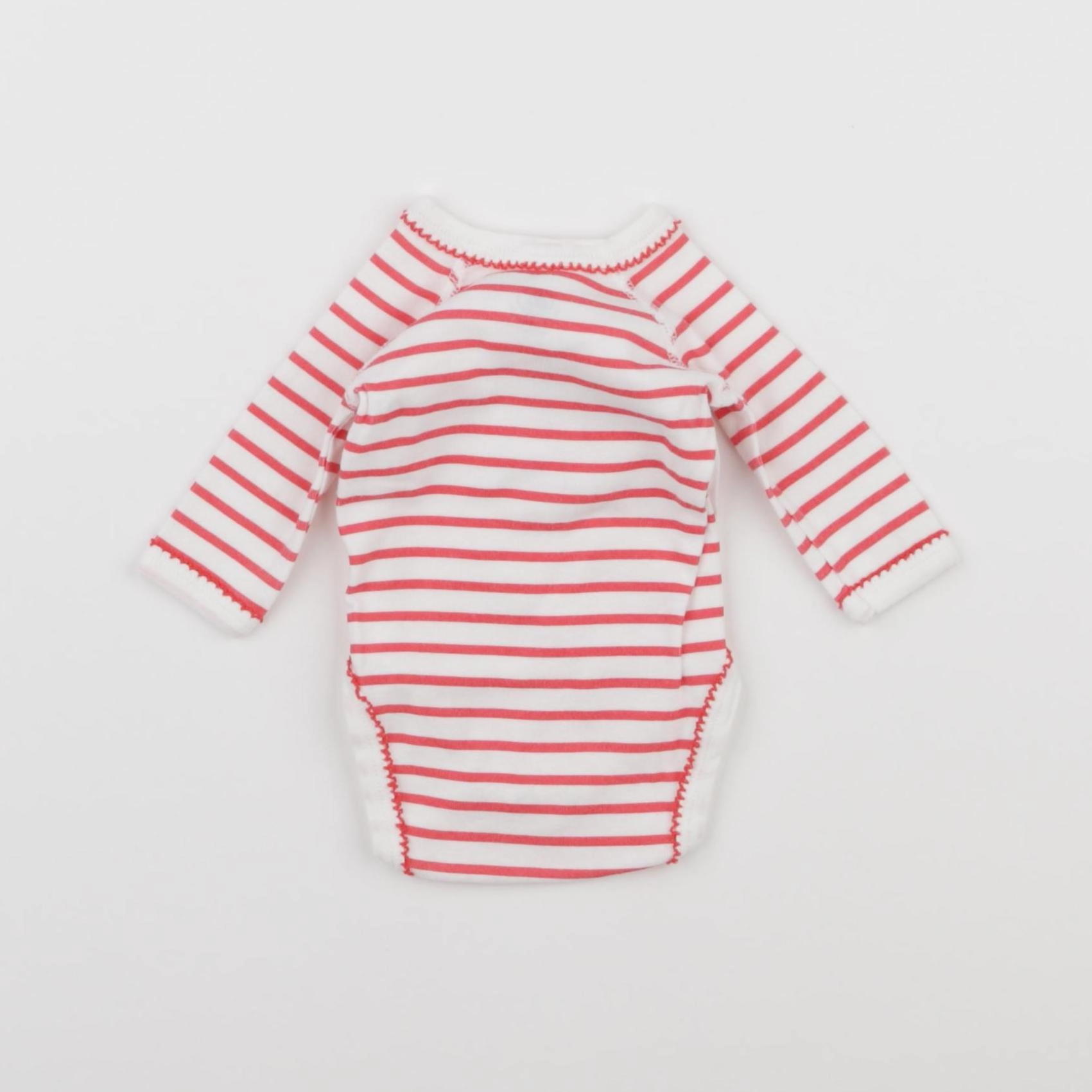 Petit Bateau - body rouge, blanc - 0 mois