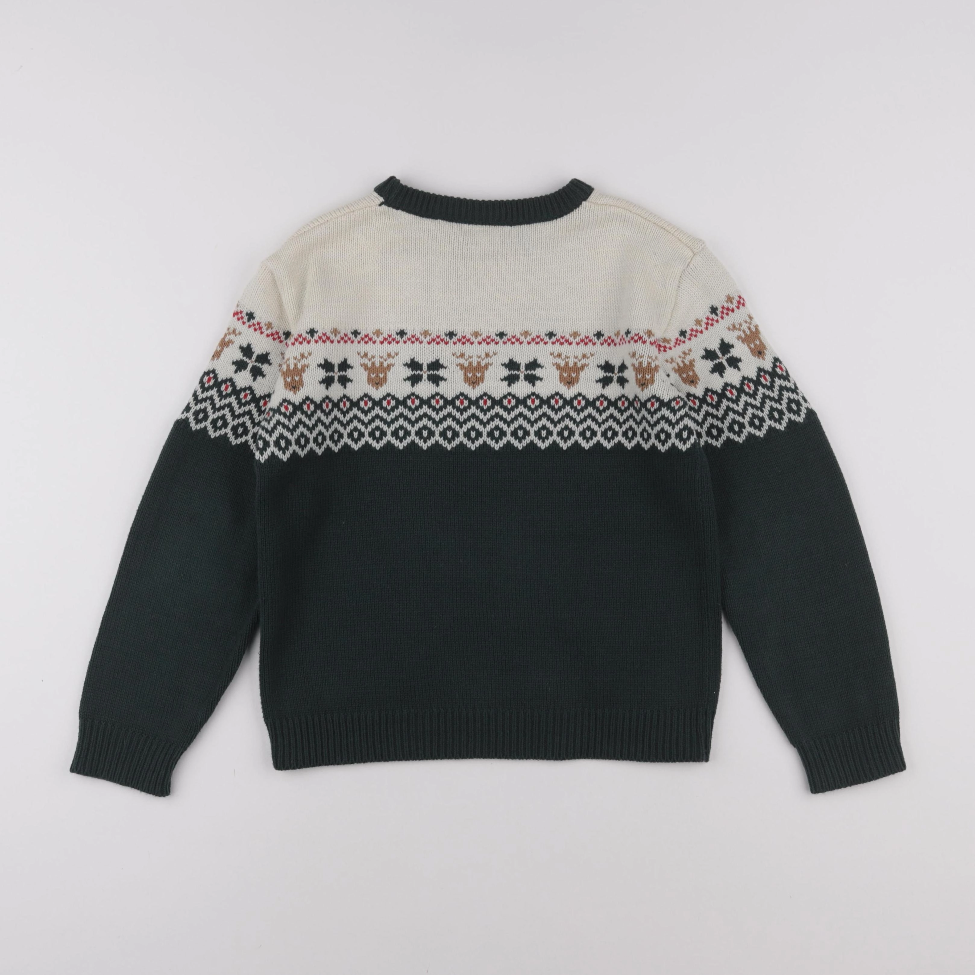 Vertbaudet - pull beige, vert - 10 ans