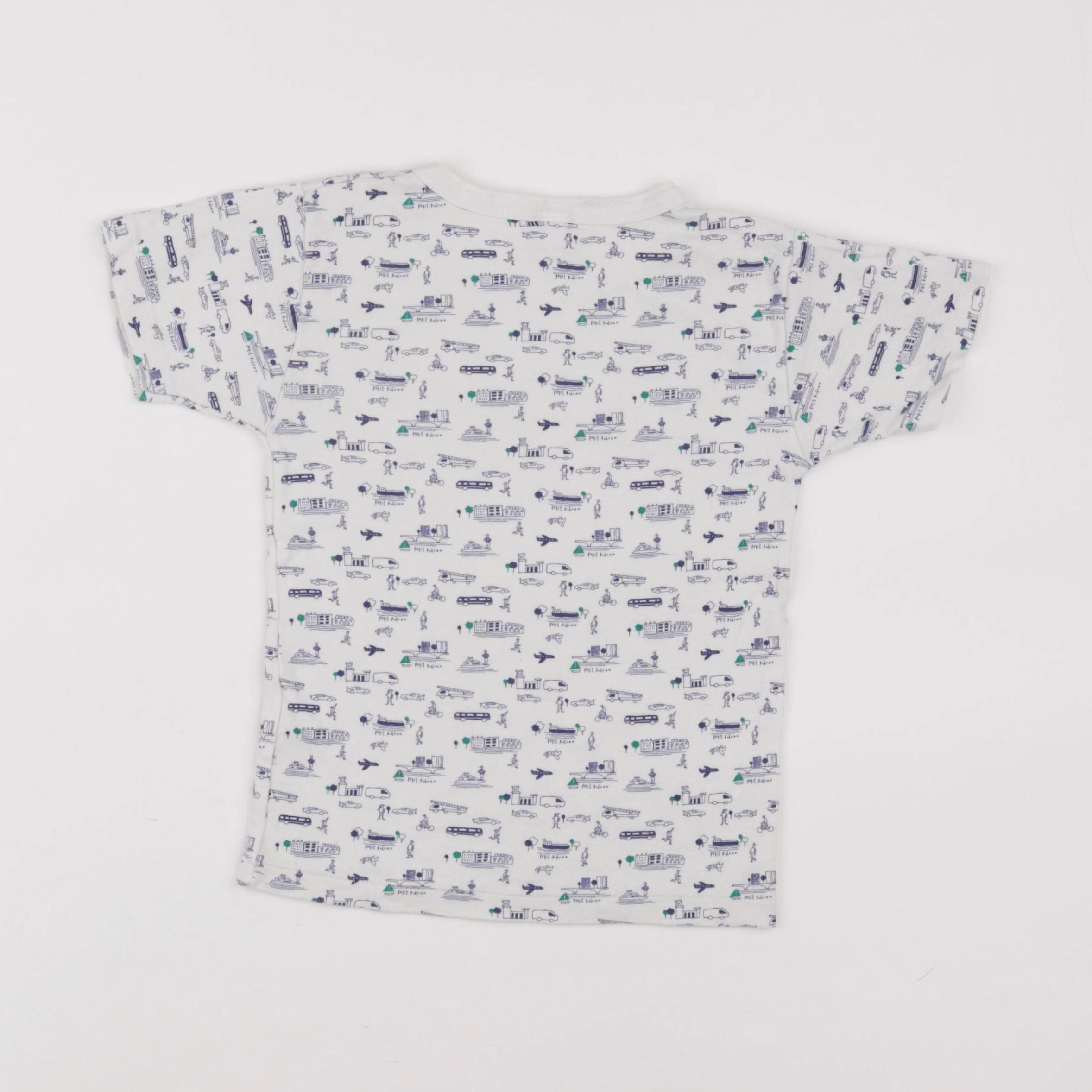 Petit Bateau - maillot de corps blanc, bleu - 6 ans