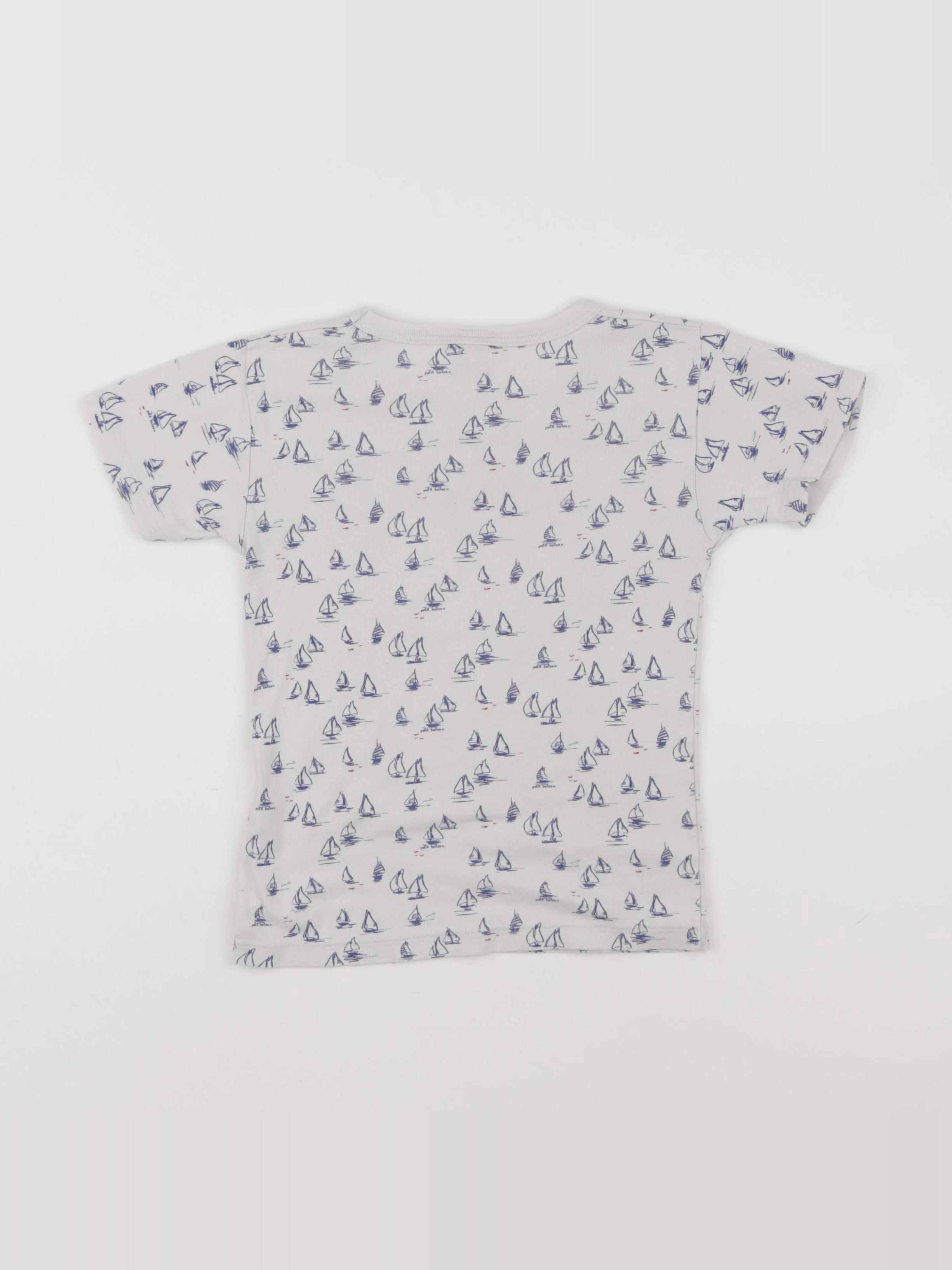 Petit Bateau - maillot de corps blanc, bleu - 8 ans