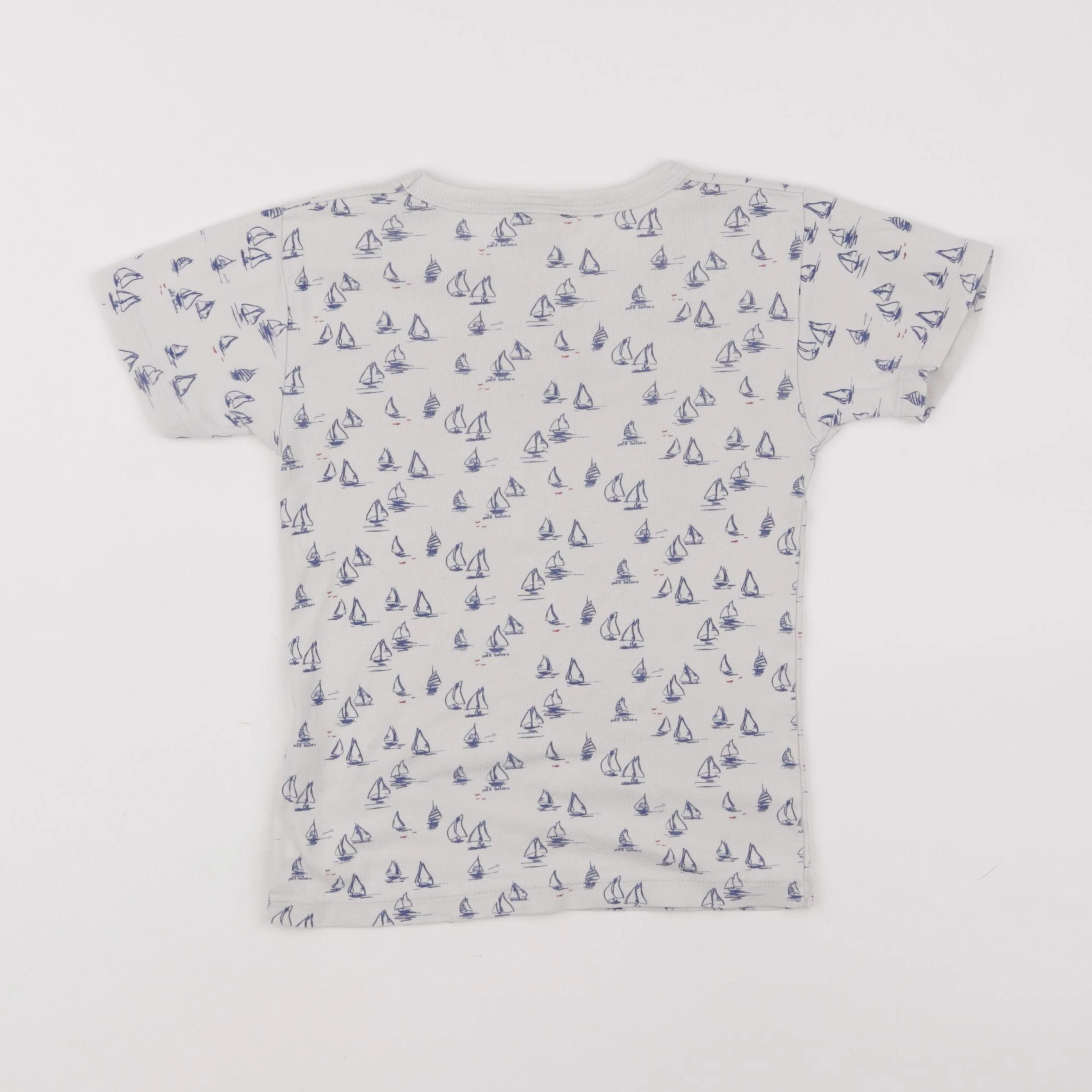 Petit Bateau - maillot de corps blanc, bleu - 8 ans