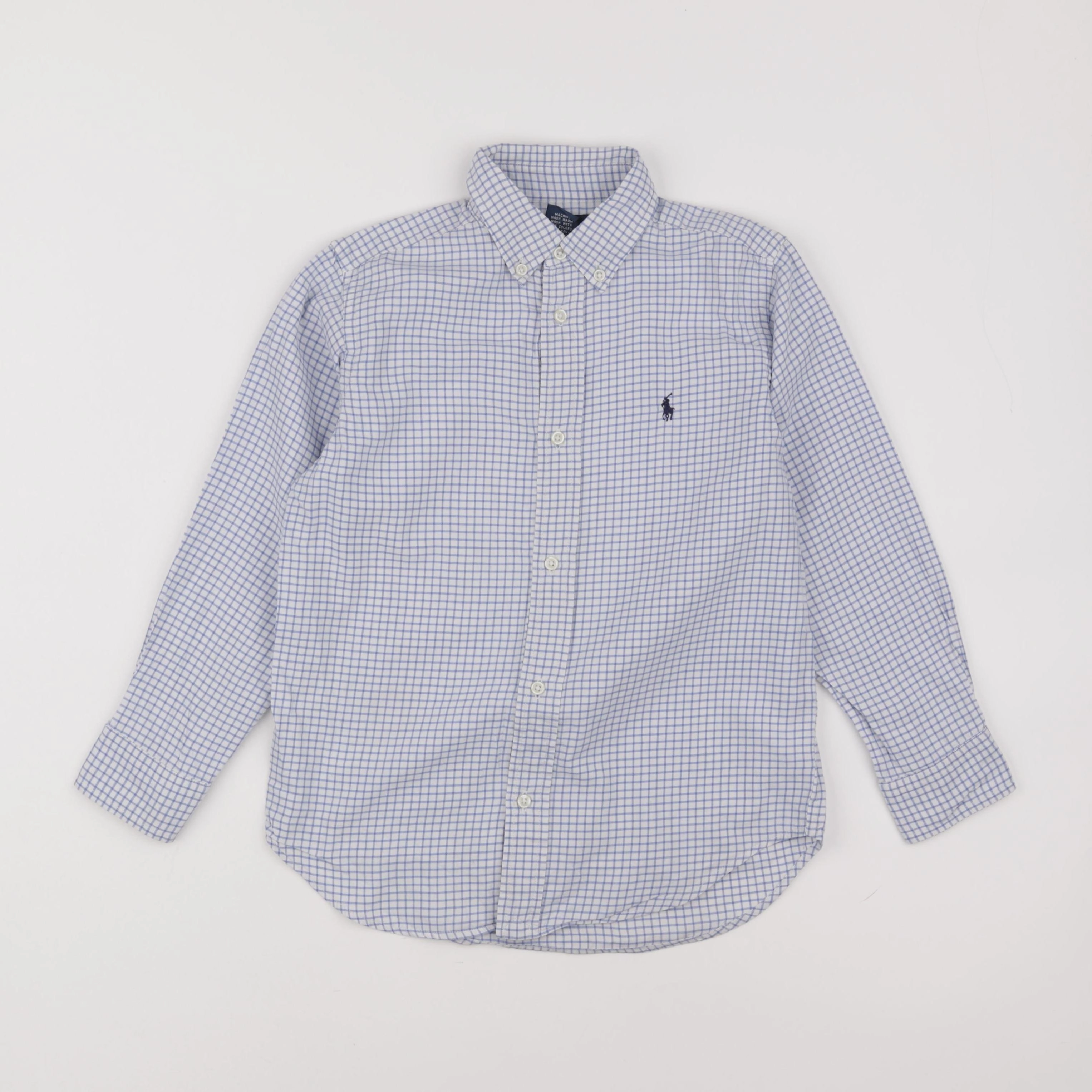 Ralph Lauren - chemise bleu, blanc - 7 ans