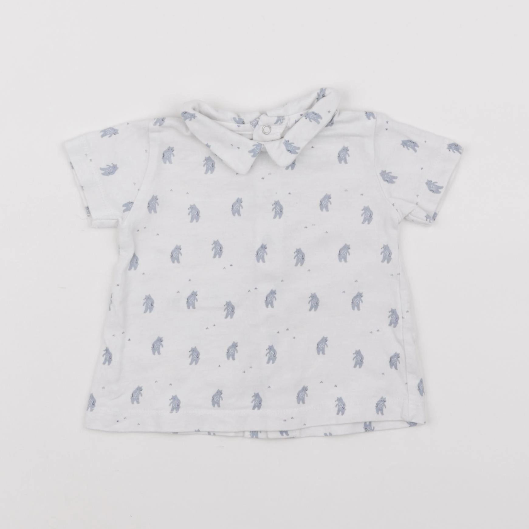 Boutchou - tee-shirt blanc, bleu - 3 mois