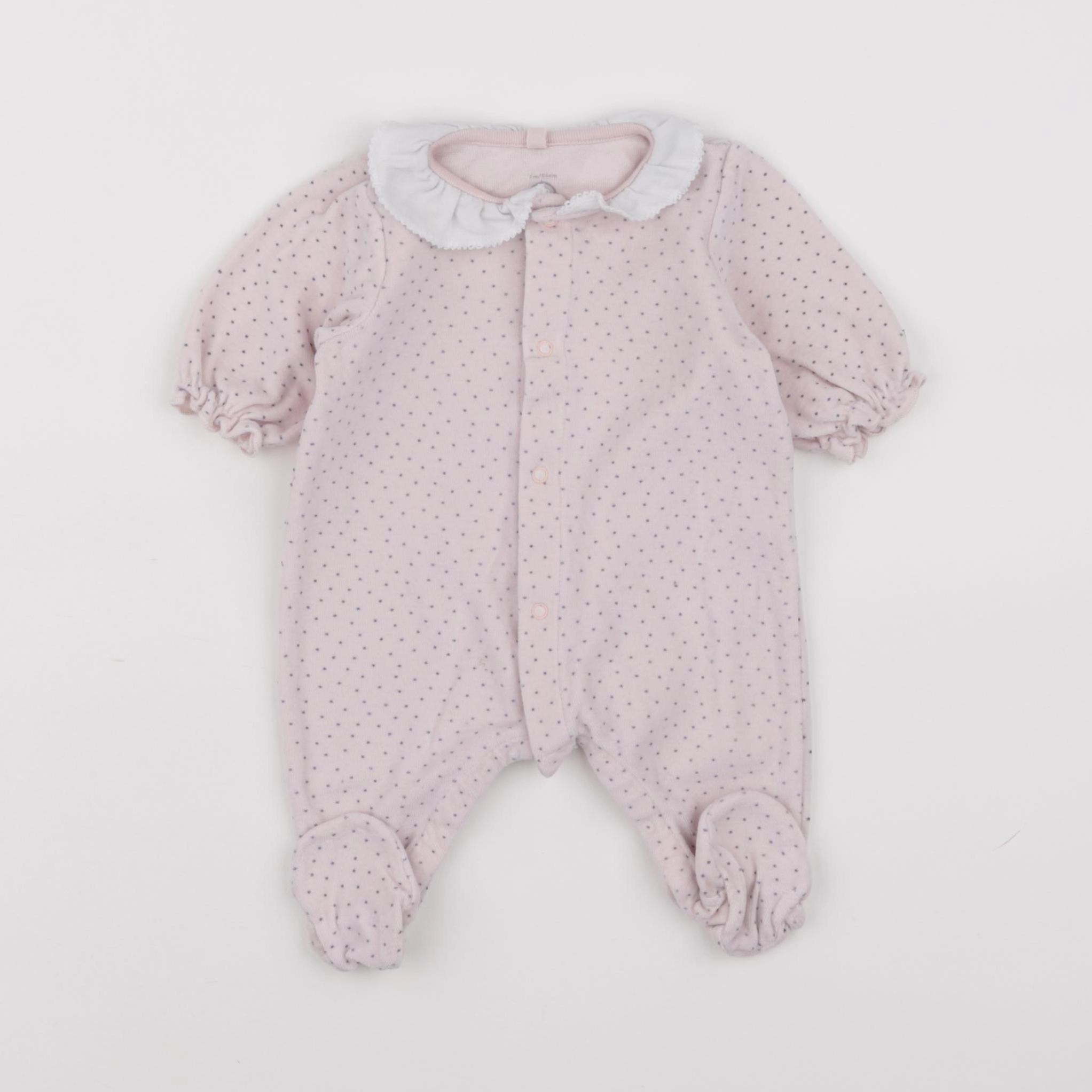 Petit Bateau - pyjama velours rose - 1 mois