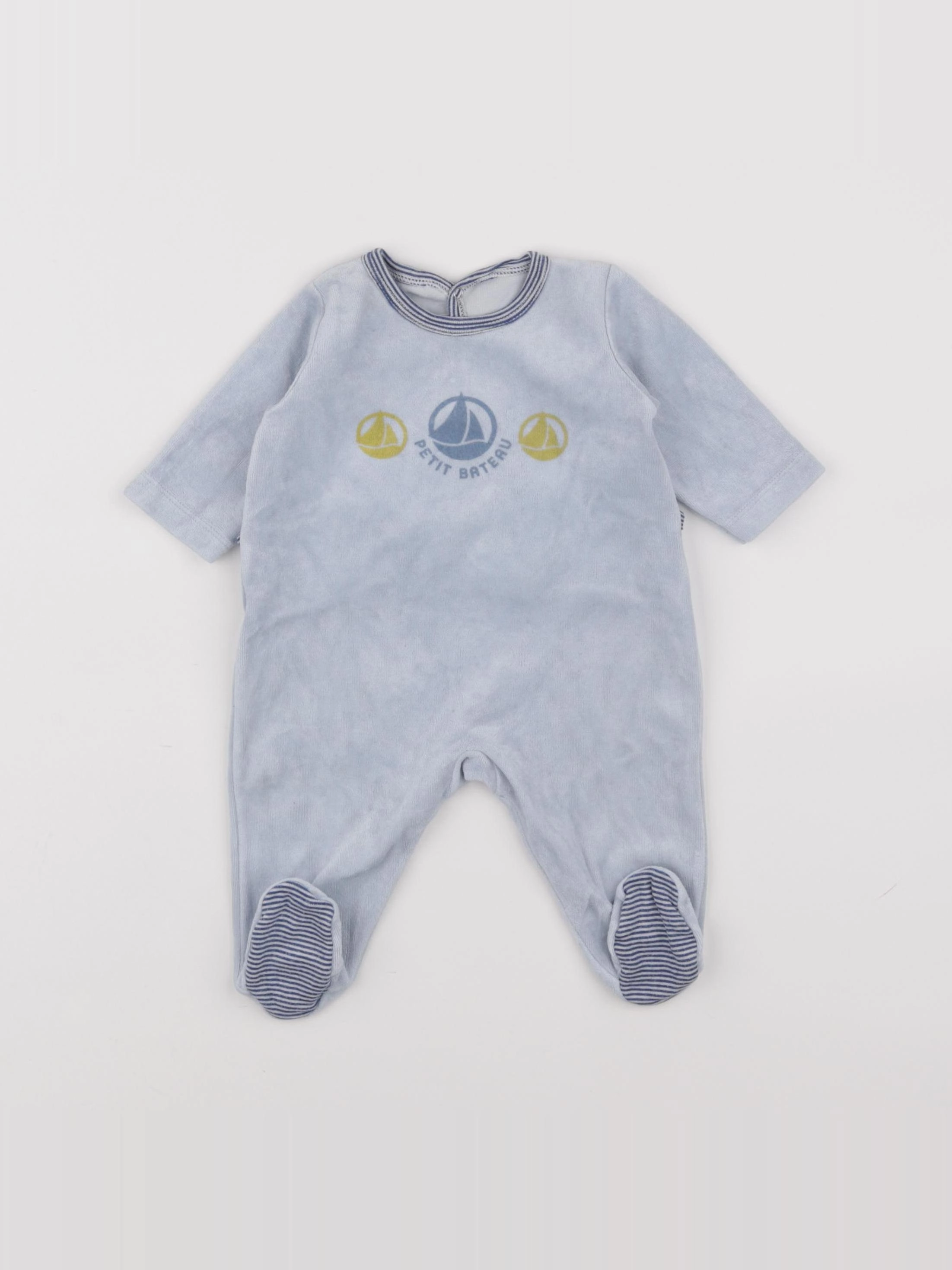 Petit Bateau - pyjama velours bleu - 3 mois