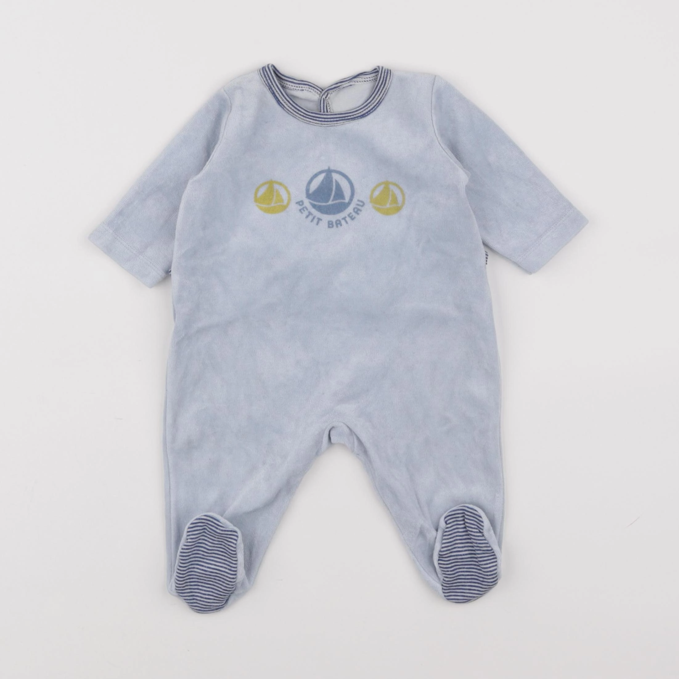 Petit Bateau - pyjama velours bleu - 3 mois