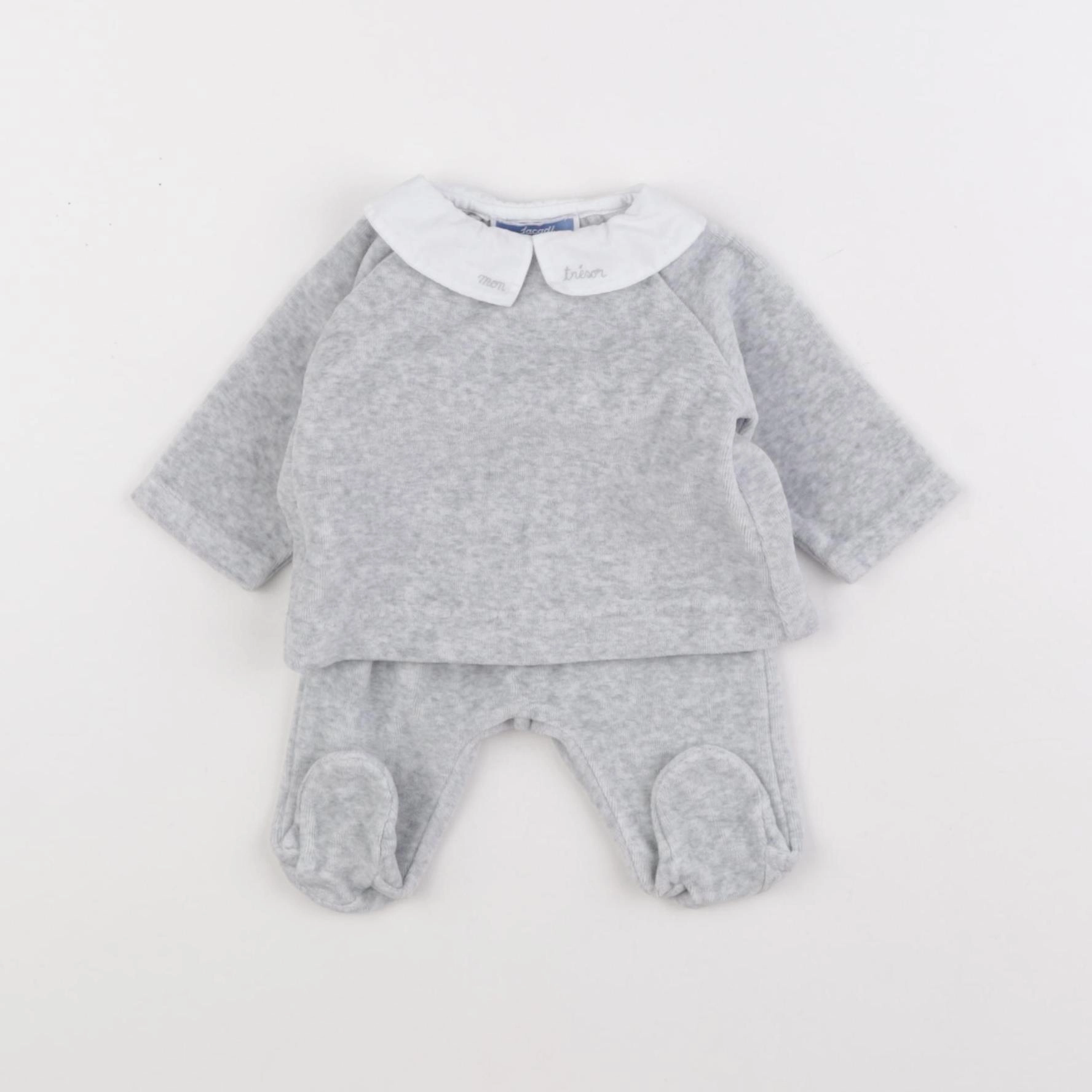 Jacadi - pyjama velours gris - 1 mois