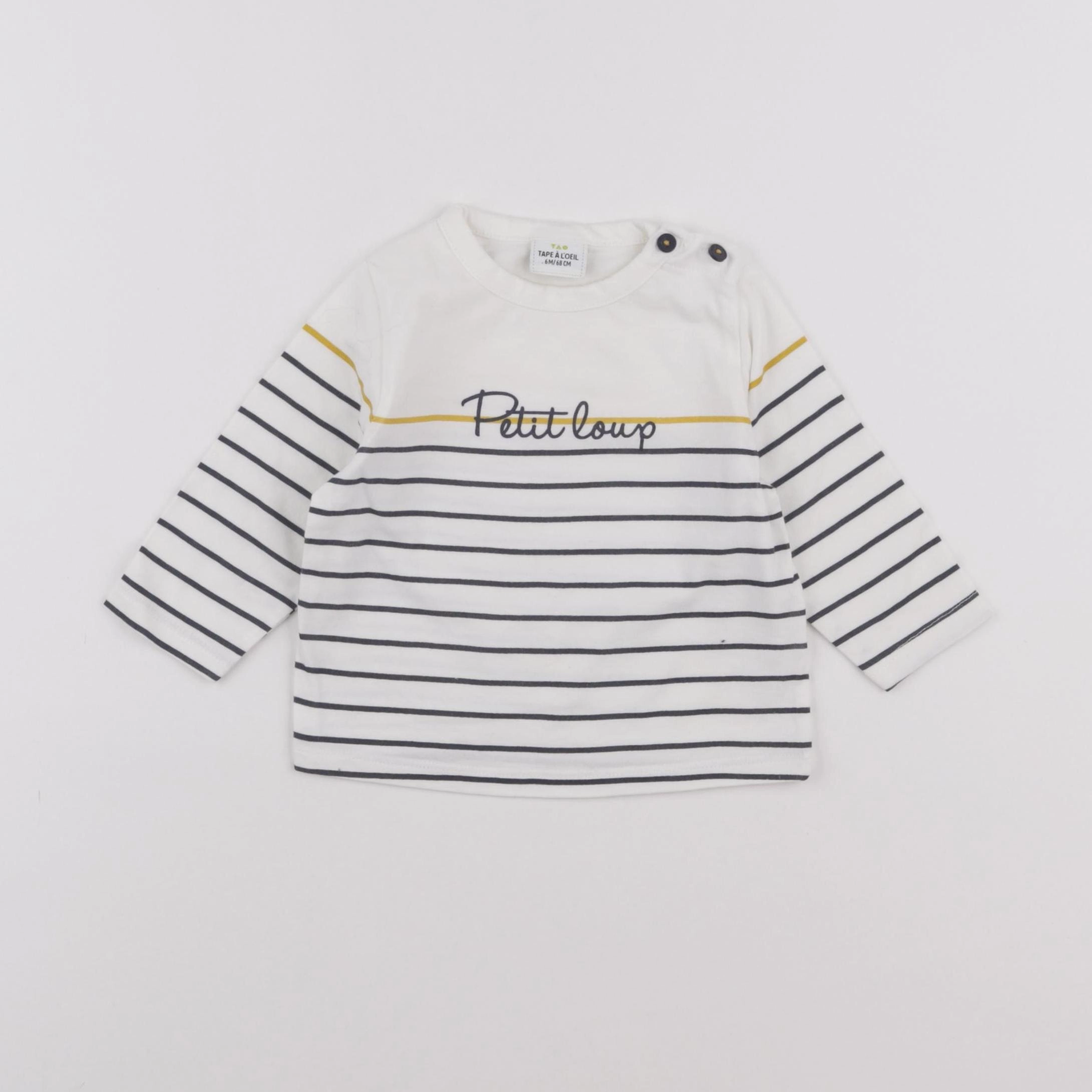 Tape à l'oeil - tee-shirt blanc, bleu - 6 mois