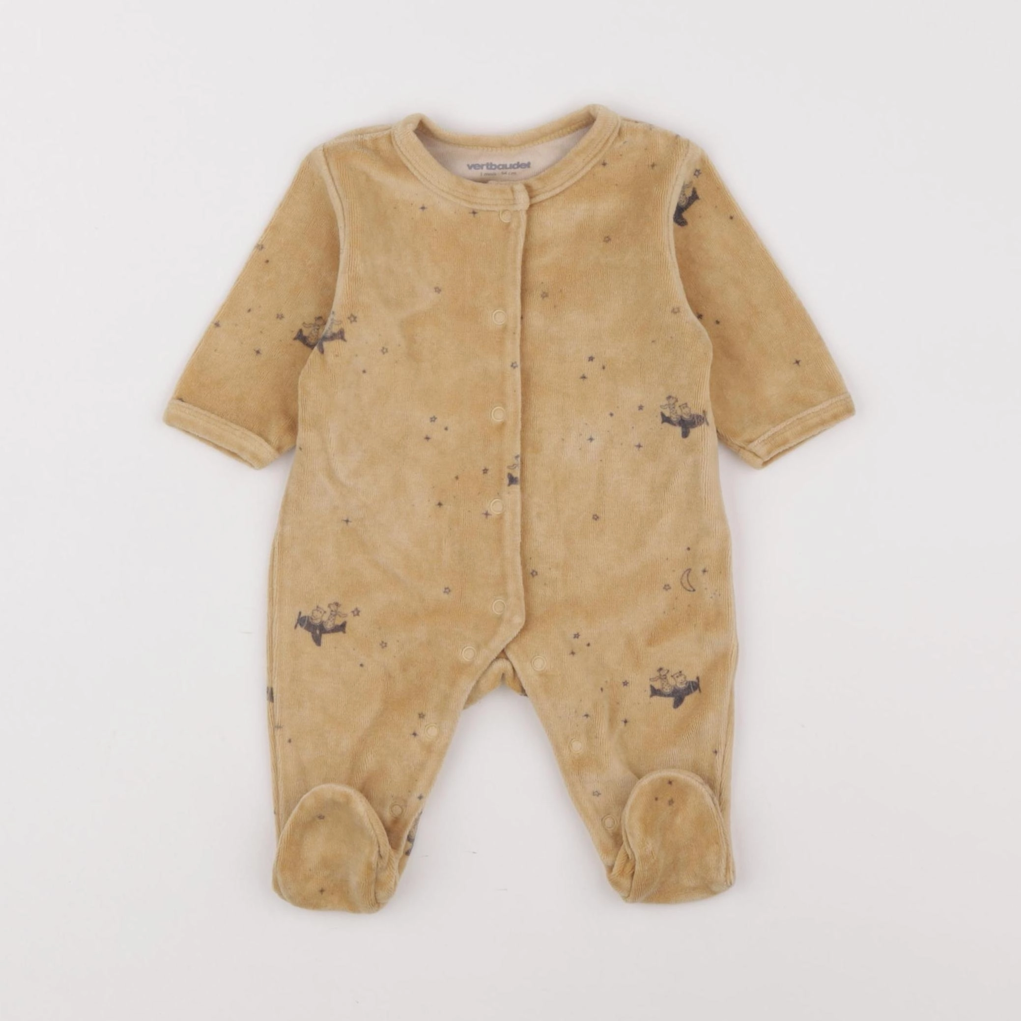 Vertbaudet - pyjama velours jaune - 1 mois