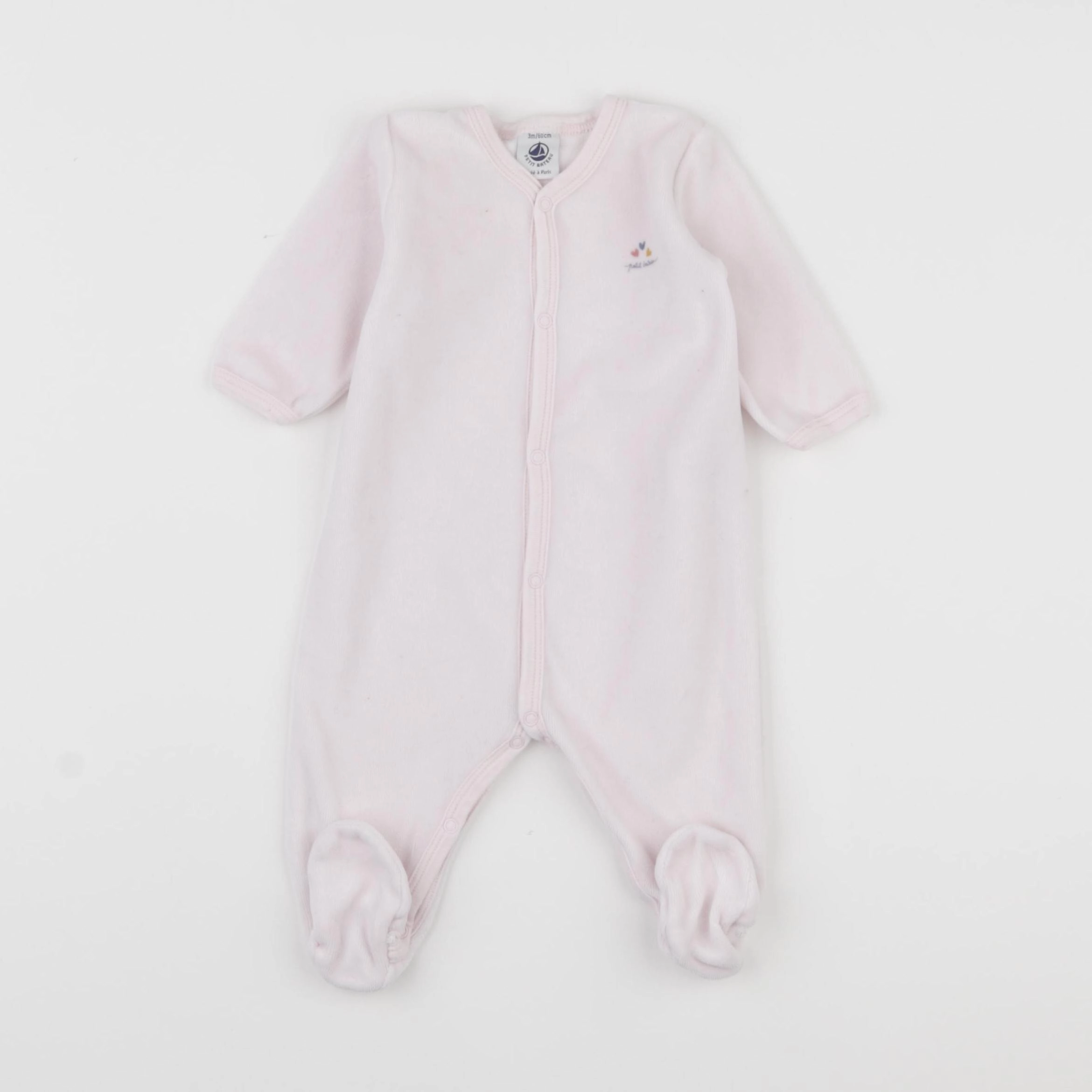 Petit Bateau - pyjama velours rose - 3 mois