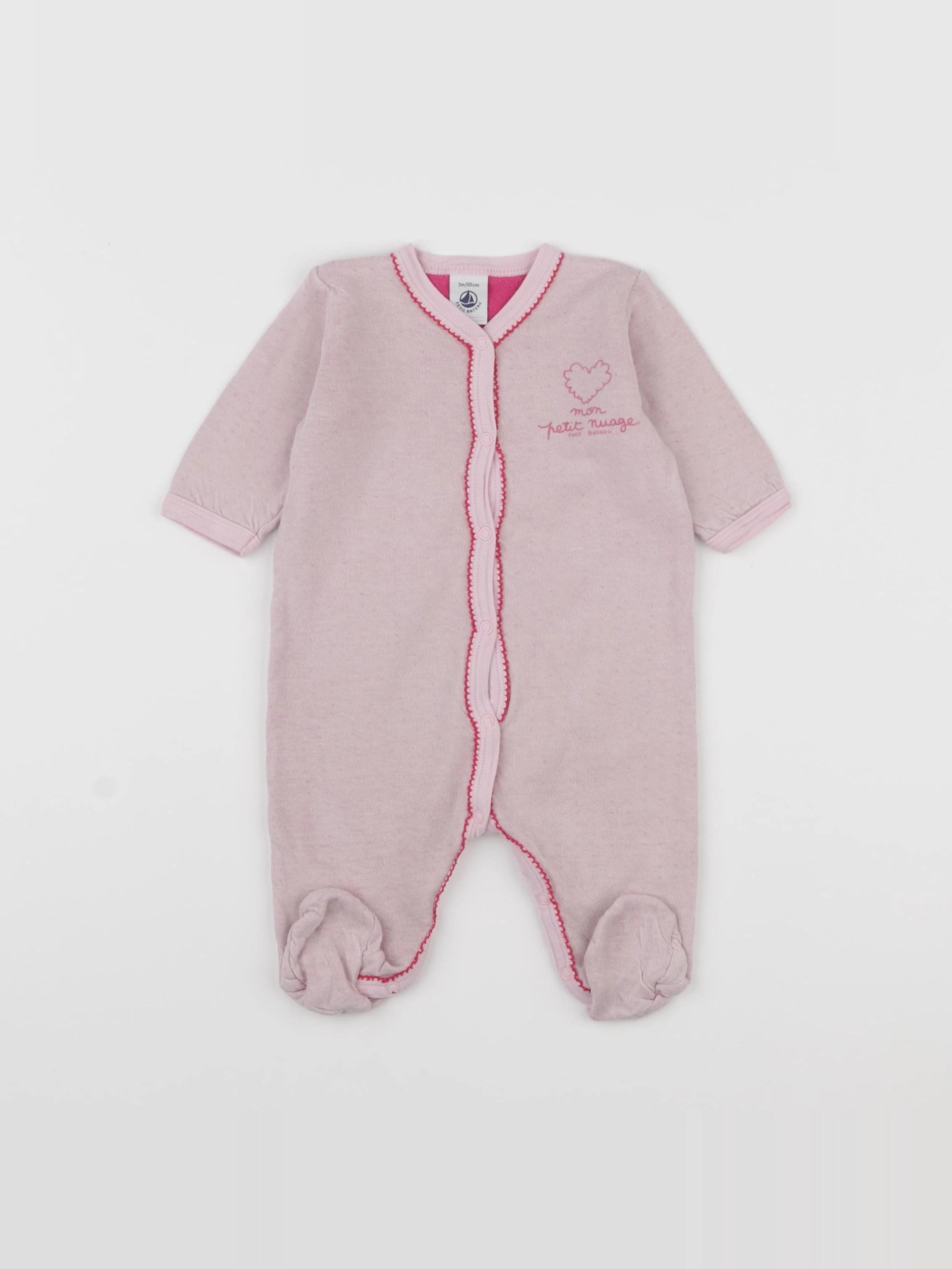 Petit Bateau - pyjama coton rose - 3 mois
