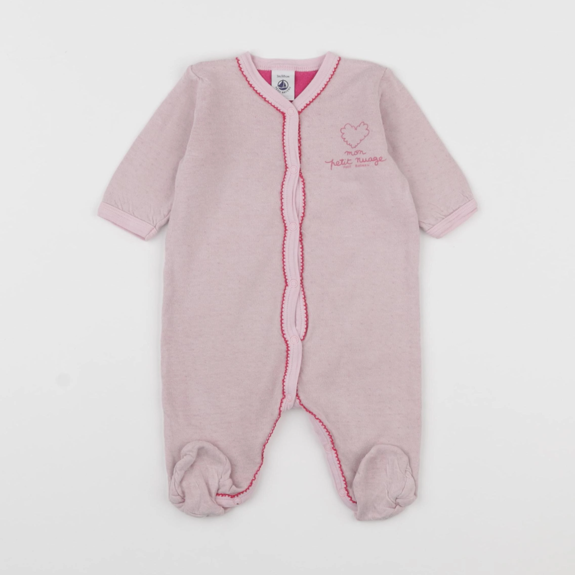 Petit Bateau - pyjama coton rose - 3 mois