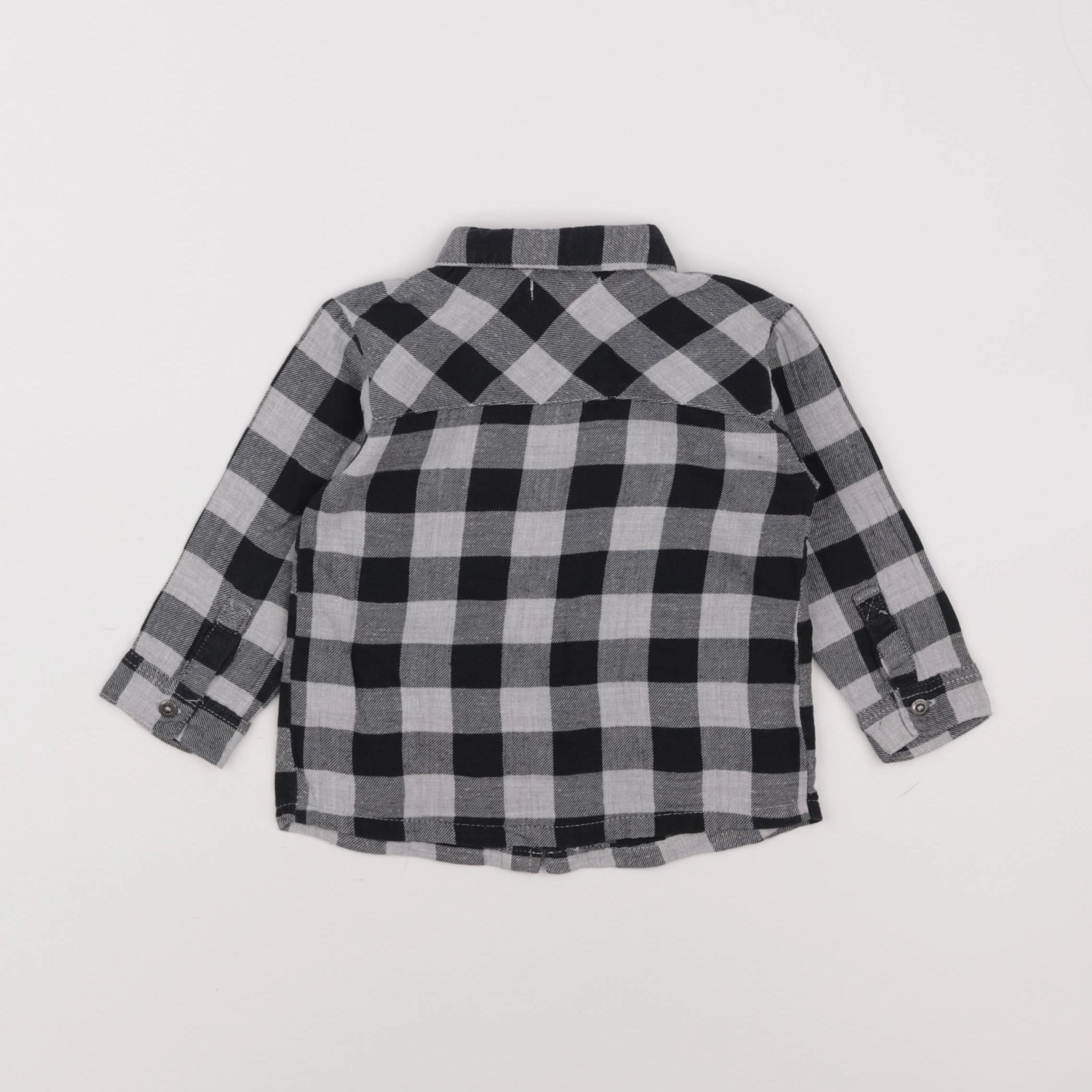 Vertbaudet - chemise gris, noir - 9 mois