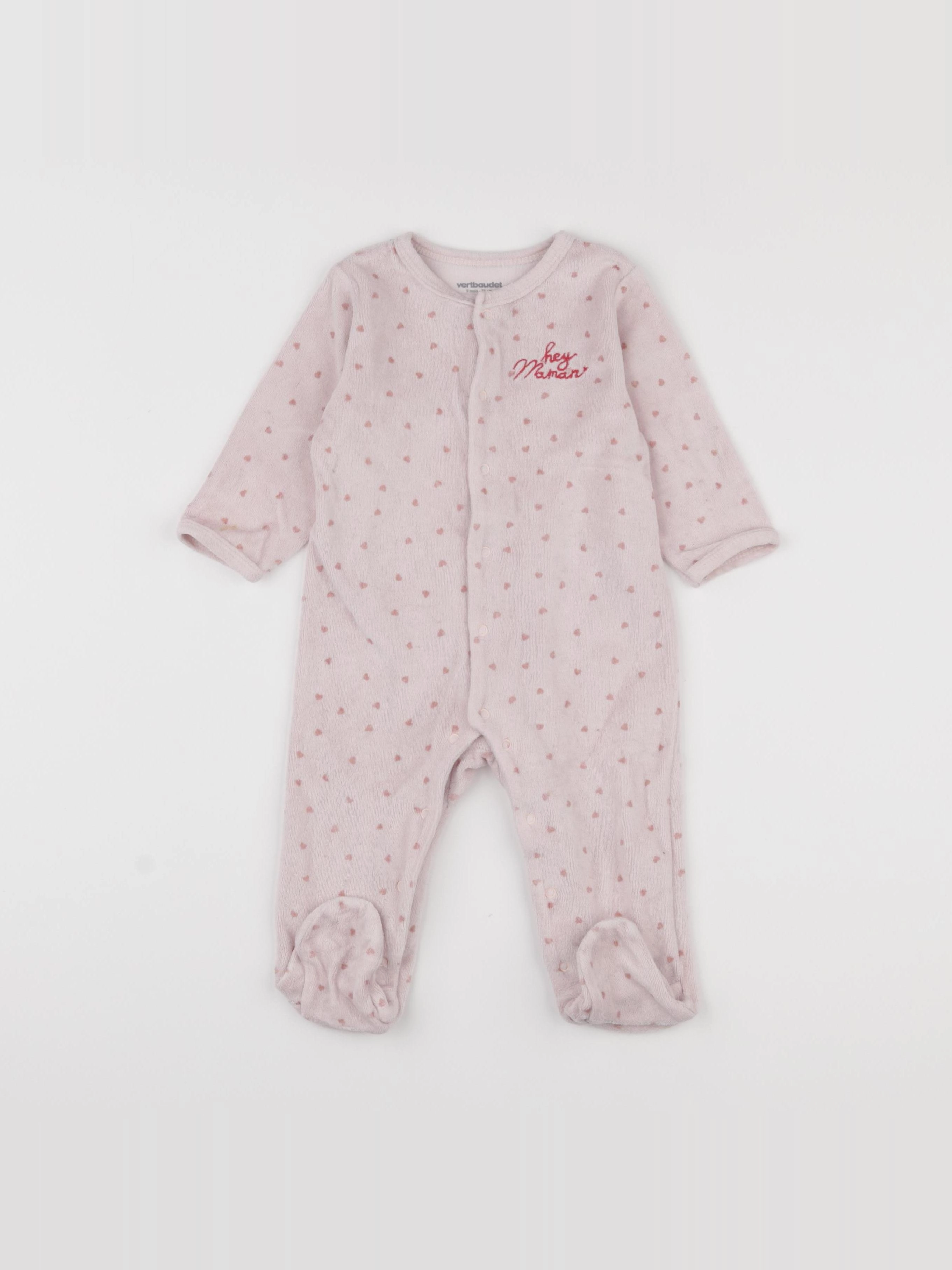Vertbaudet - pyjama velours rose - 9 mois
