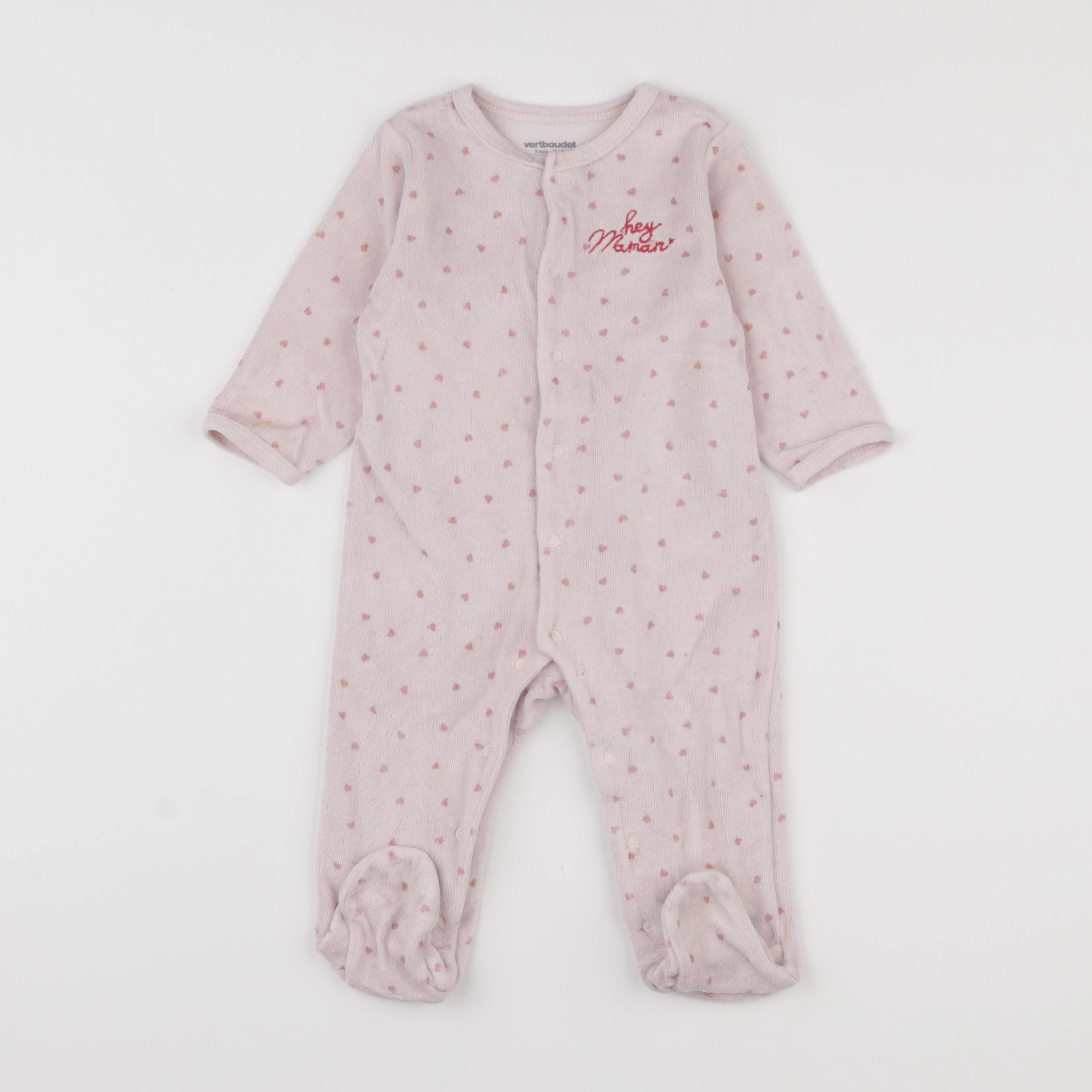 Vertbaudet - pyjama velours rose - 9 mois