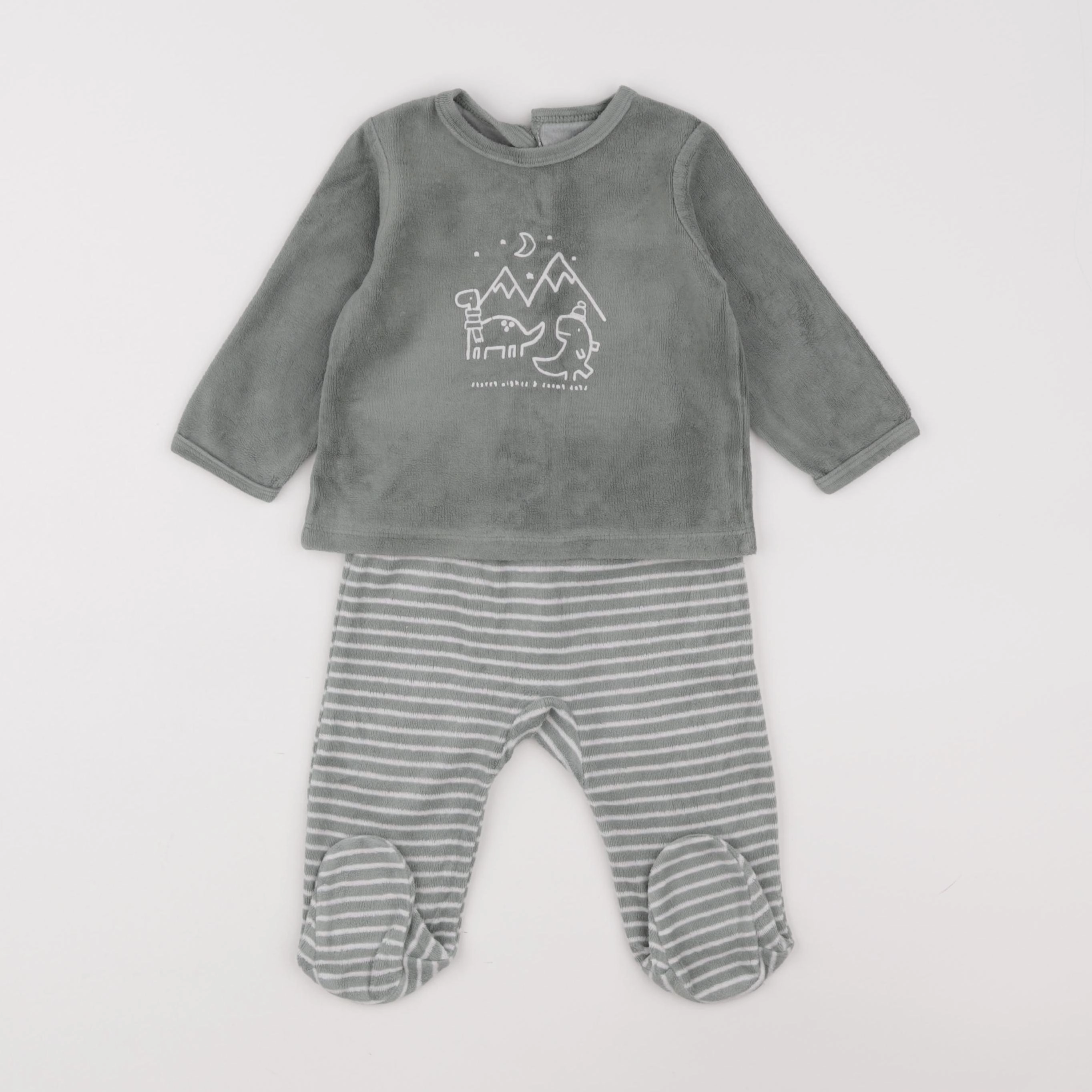 Vertbaudet - pyjama velours vert - 9 mois