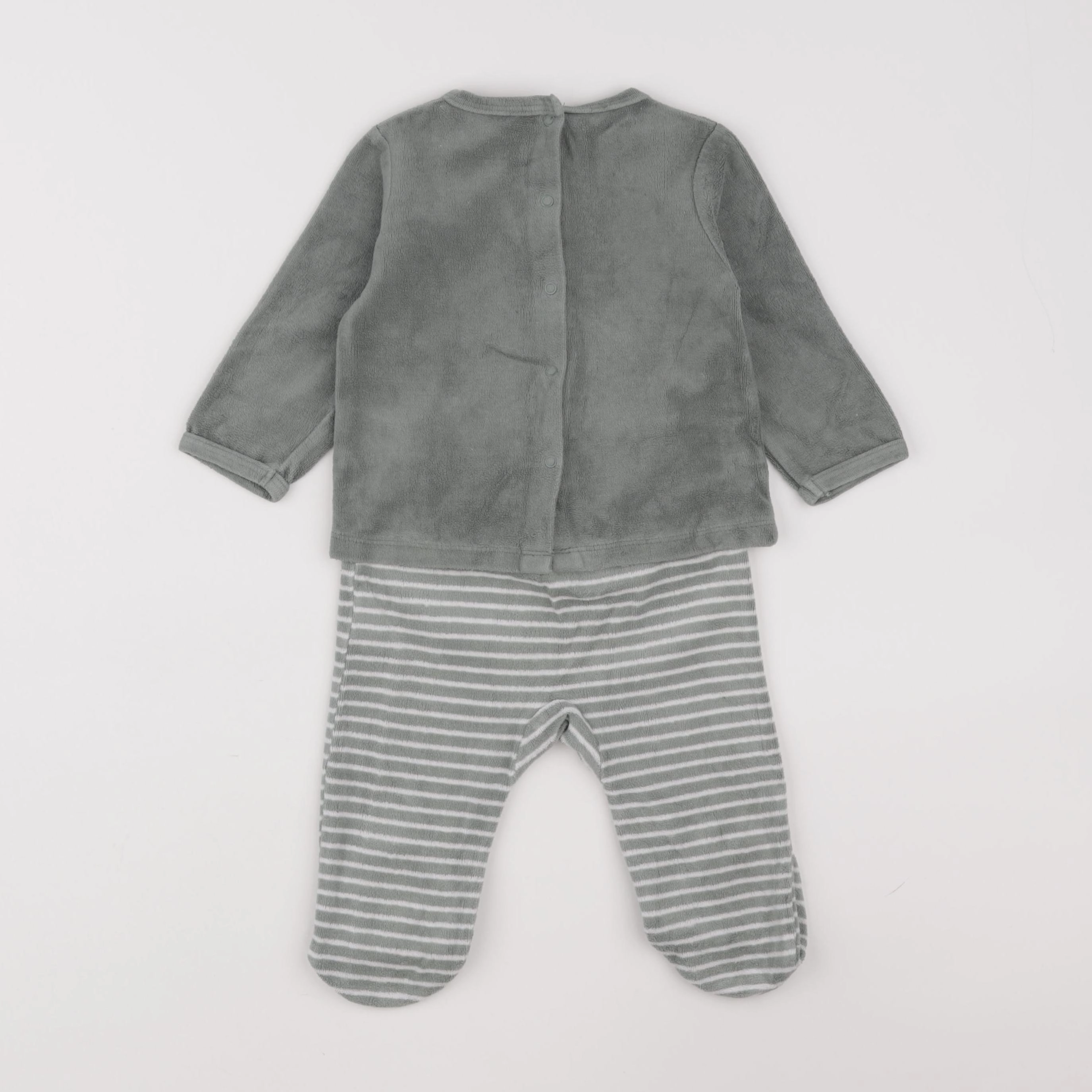 Vertbaudet - pyjama velours vert - 9 mois