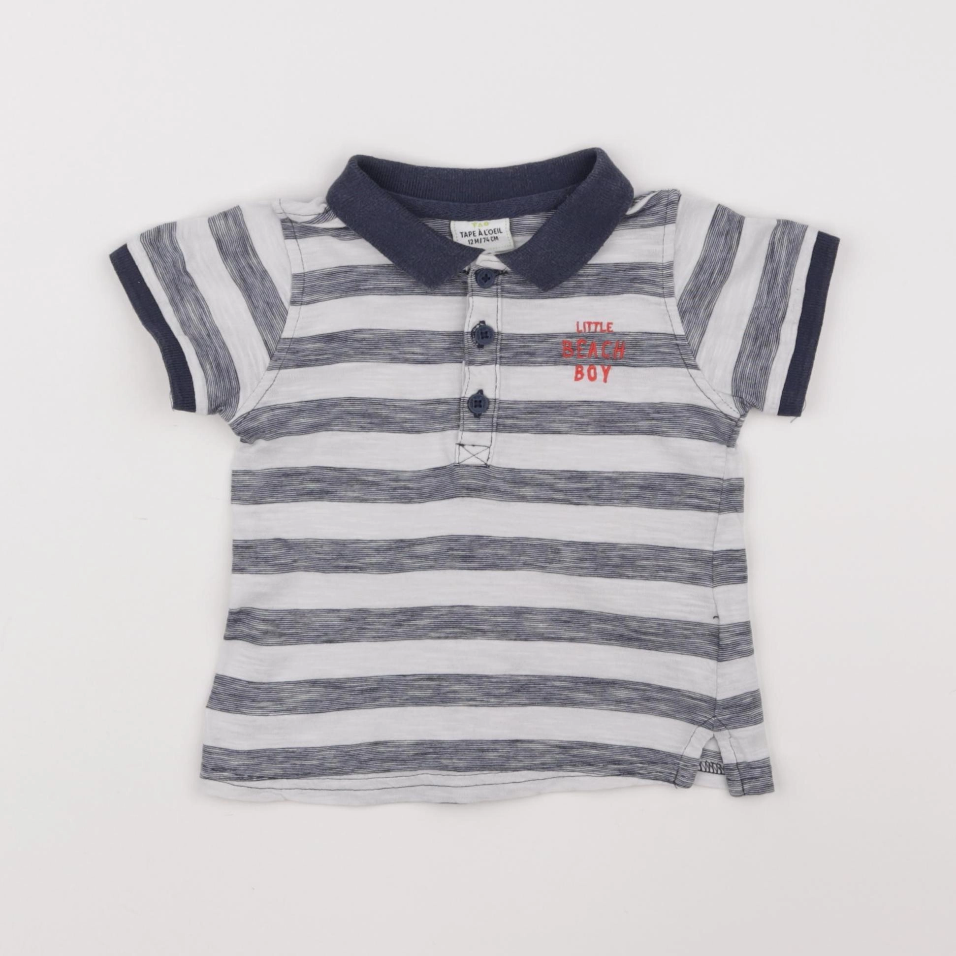 Tape à l'oeil - polo blanc, bleu - 12 mois