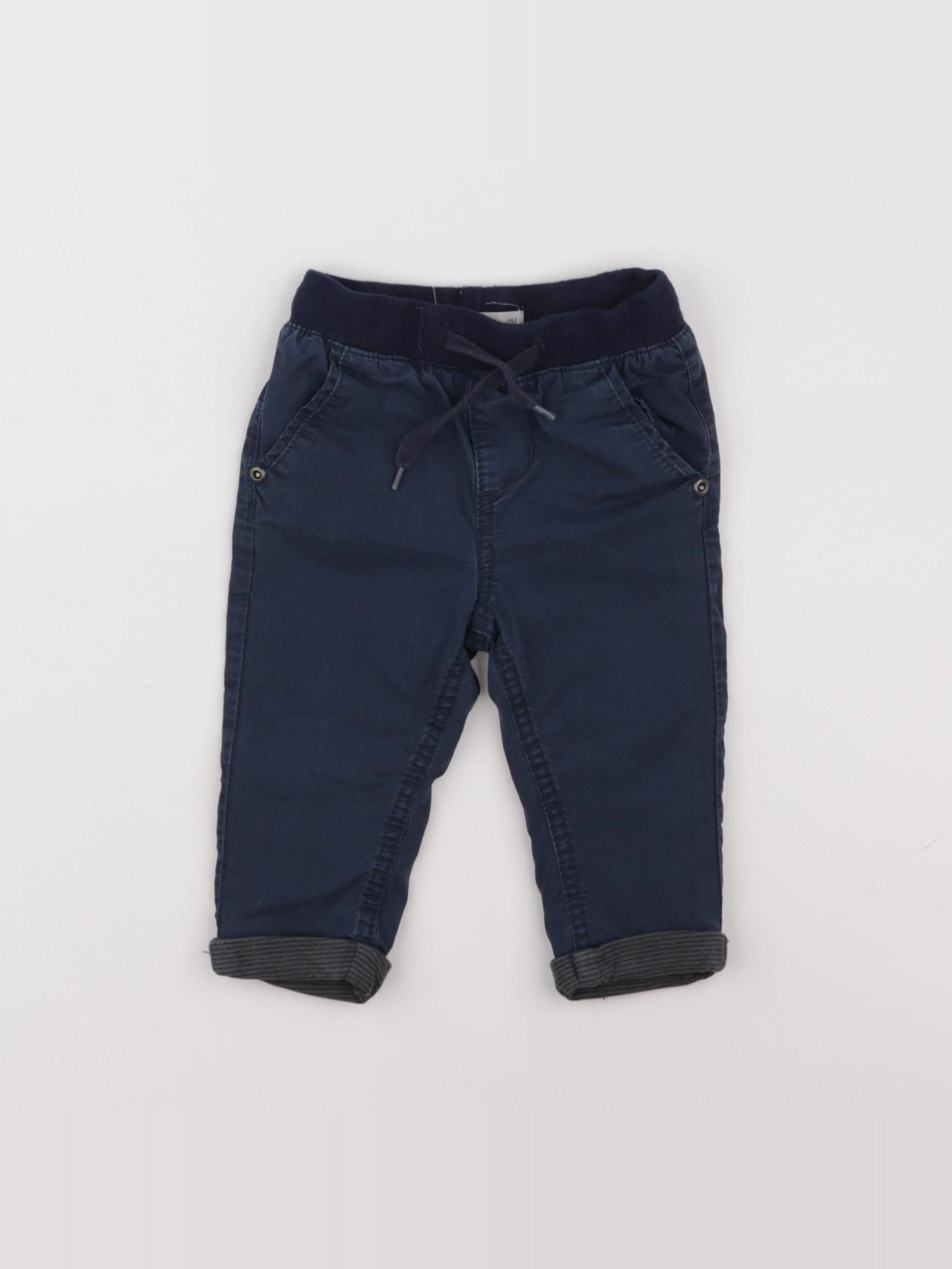 Little Cigogne - pantalon doublé bleu - 9 mois