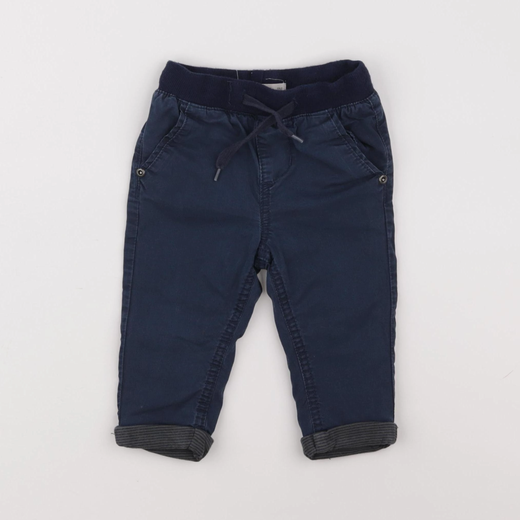 Little Cigogne - pantalon doublé bleu - 9 mois