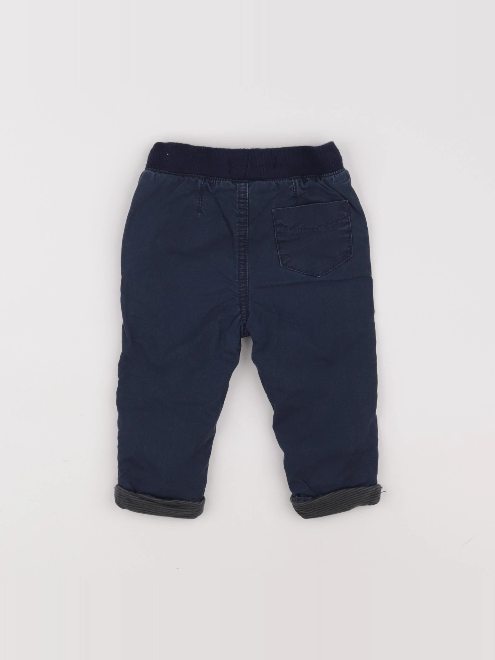 Little Cigogne - pantalon doublé bleu - 9 mois