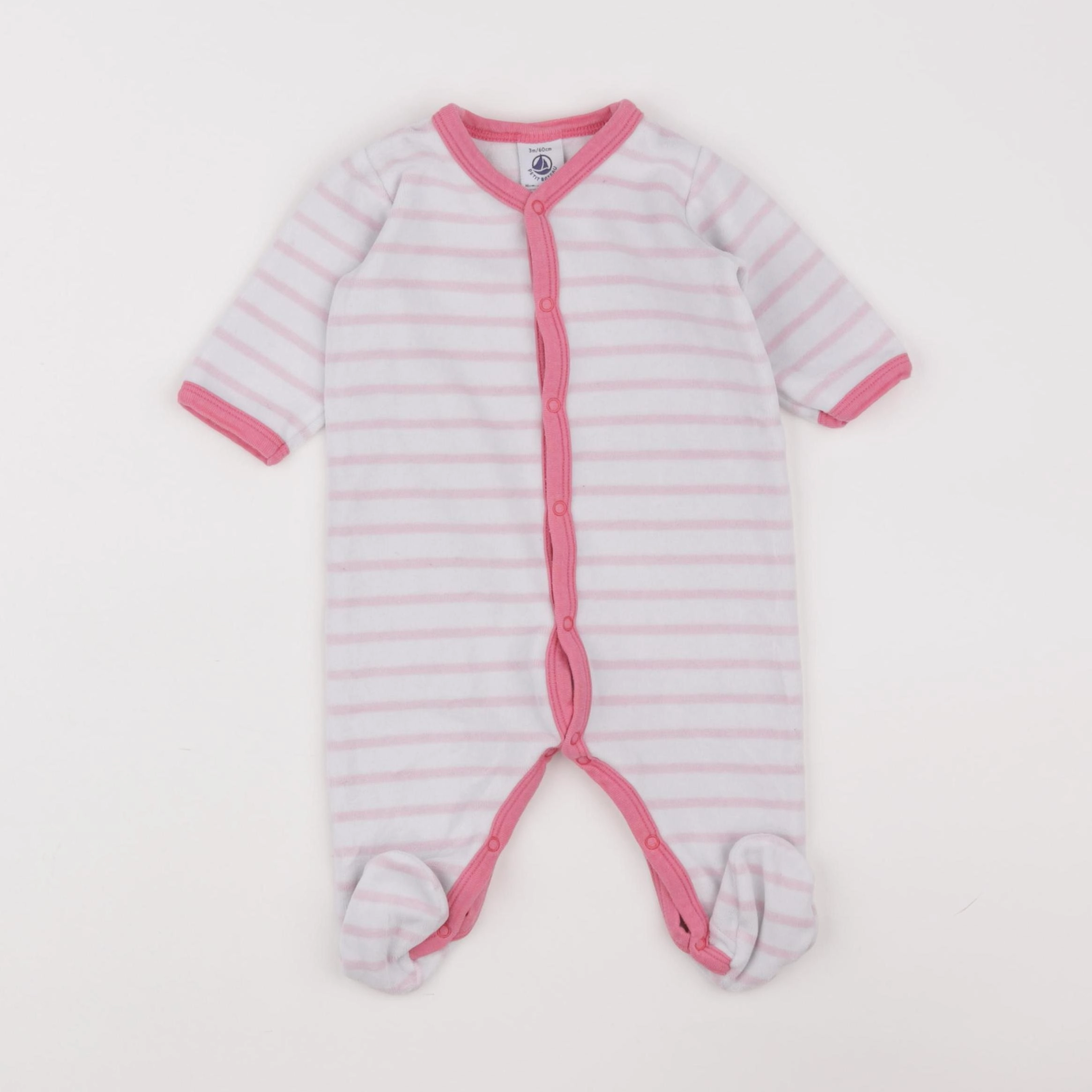 Petit Bateau - pyjama velours blanc - 3 mois