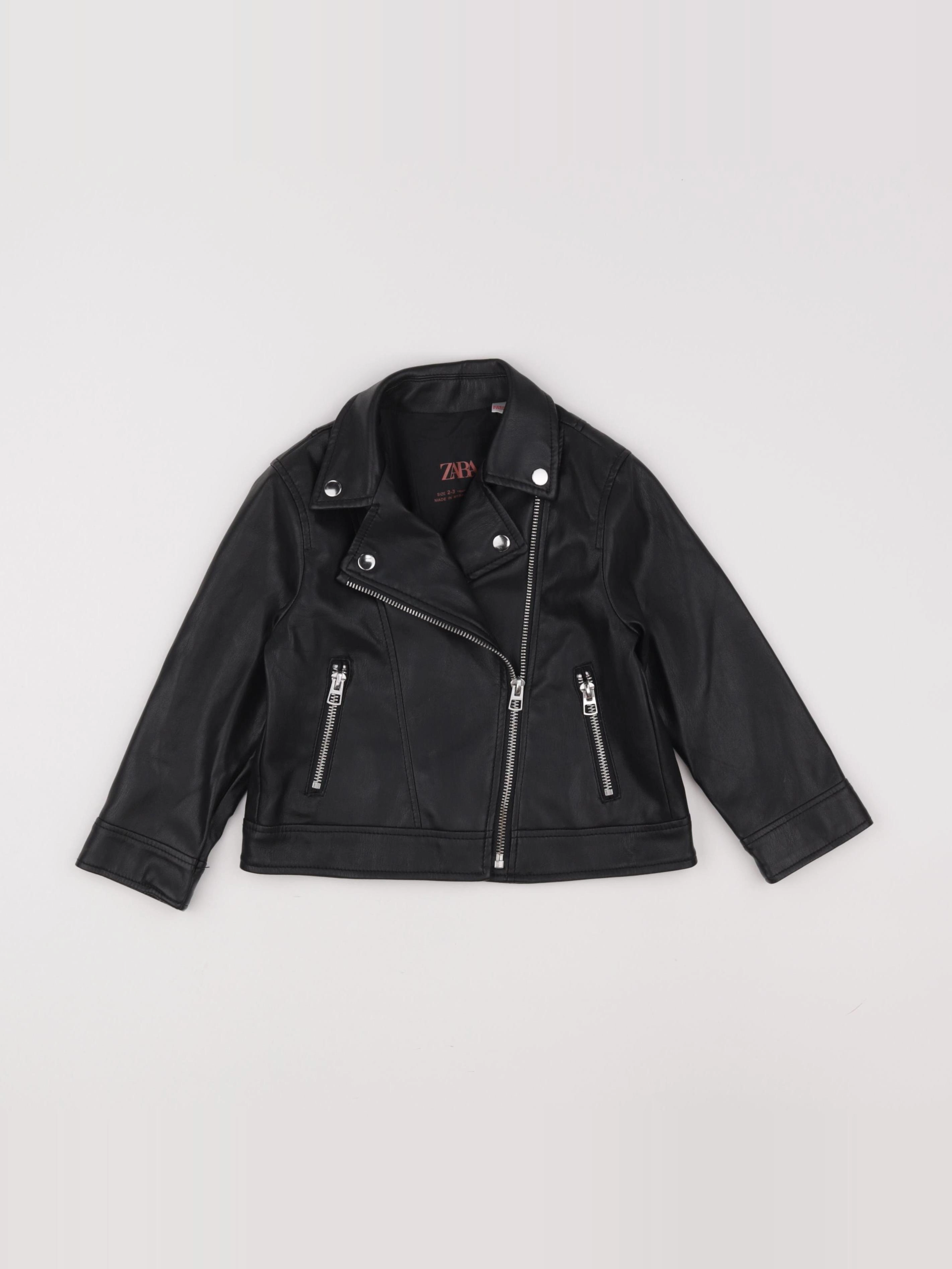 Zara - veste simili cuir noir - 2/3 ans