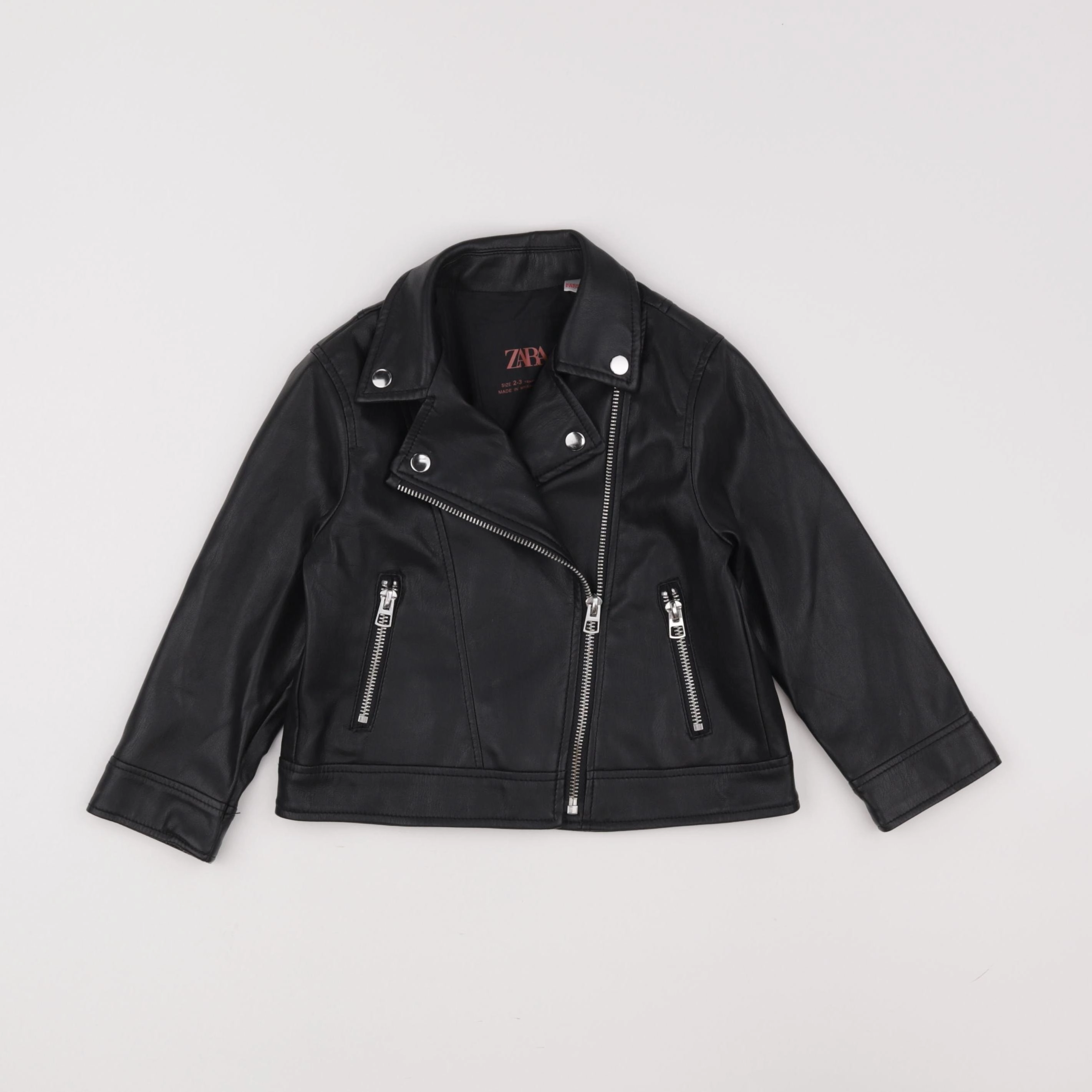 Zara - veste simili cuir noir - 2/3 ans