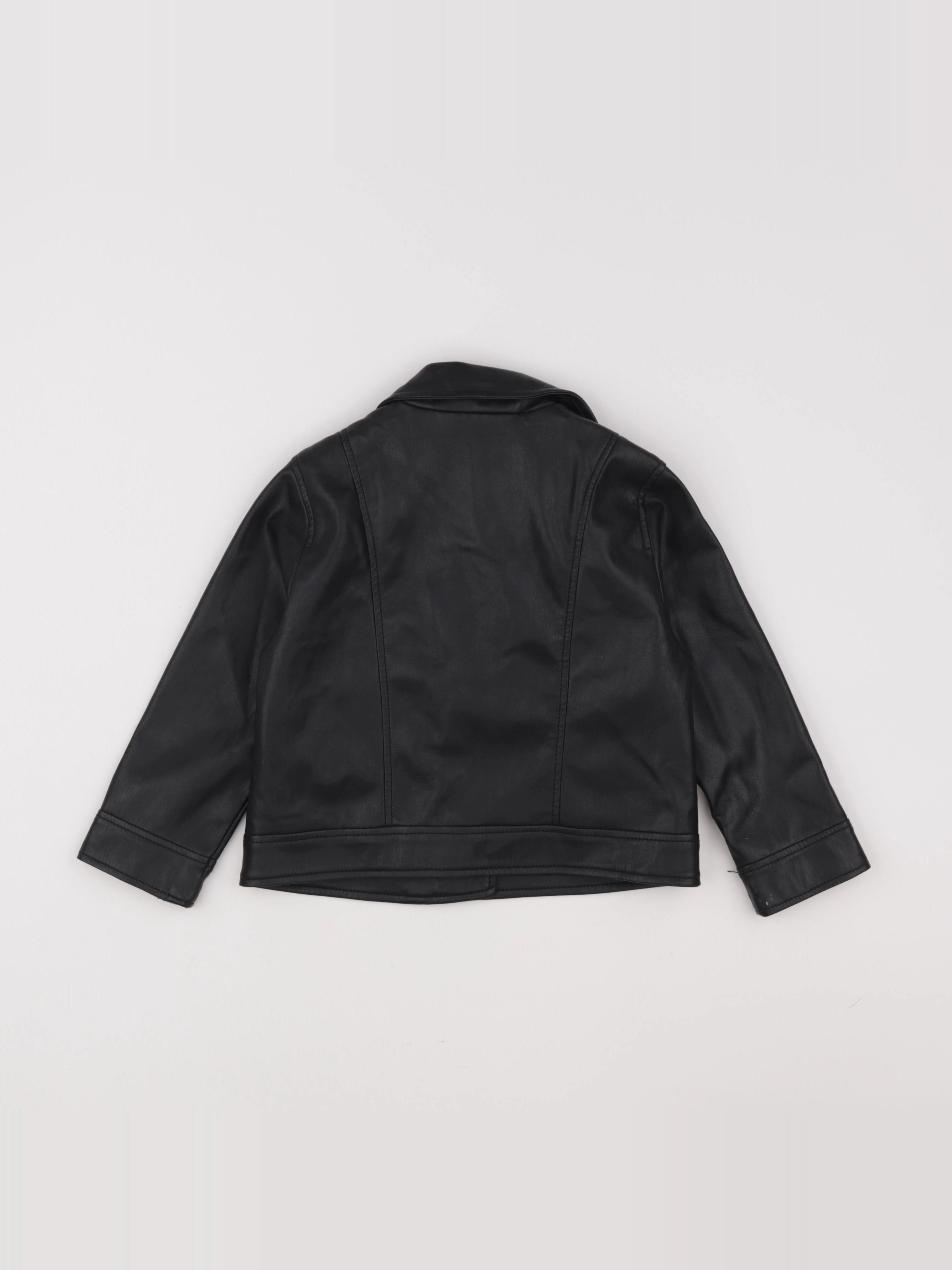 Zara - veste simili cuir noir - 2/3 ans