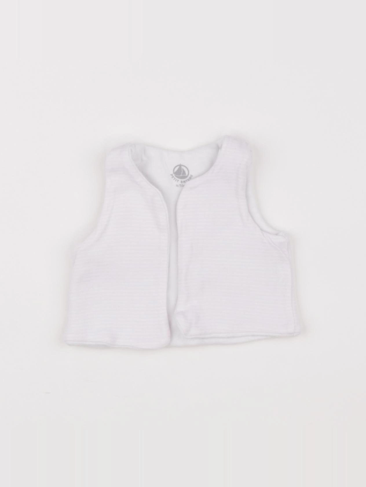 Petit Bateau - gilet blanc - 0 mois