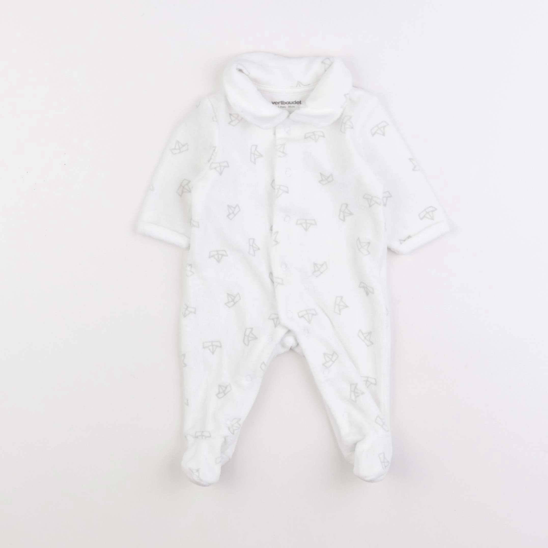 Vertbaudet - pyjama velours blanc - 1 mois
