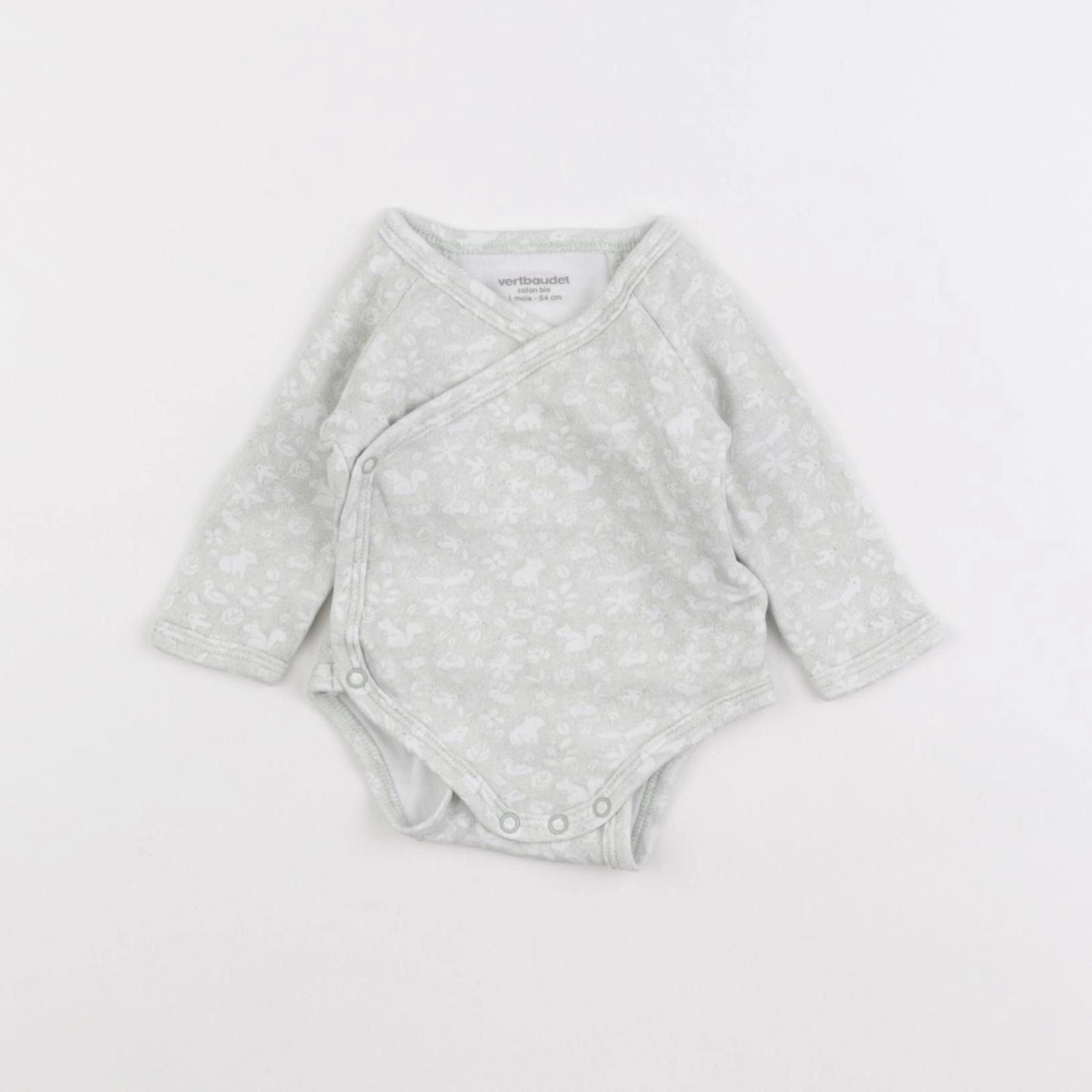 Vertbaudet - body vert, blanc - 1 mois