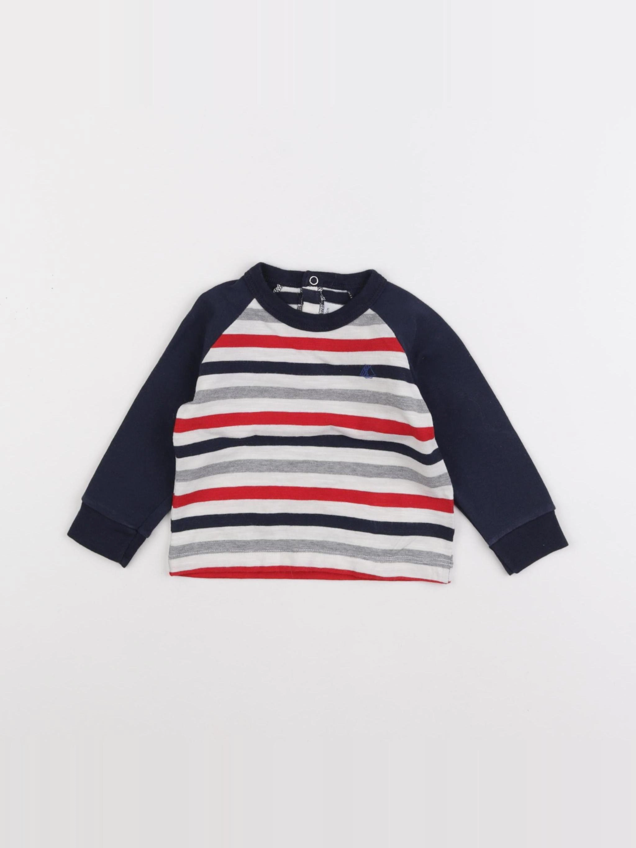 Petit Bateau - tee-shirt bleu, rouge - 12 mois