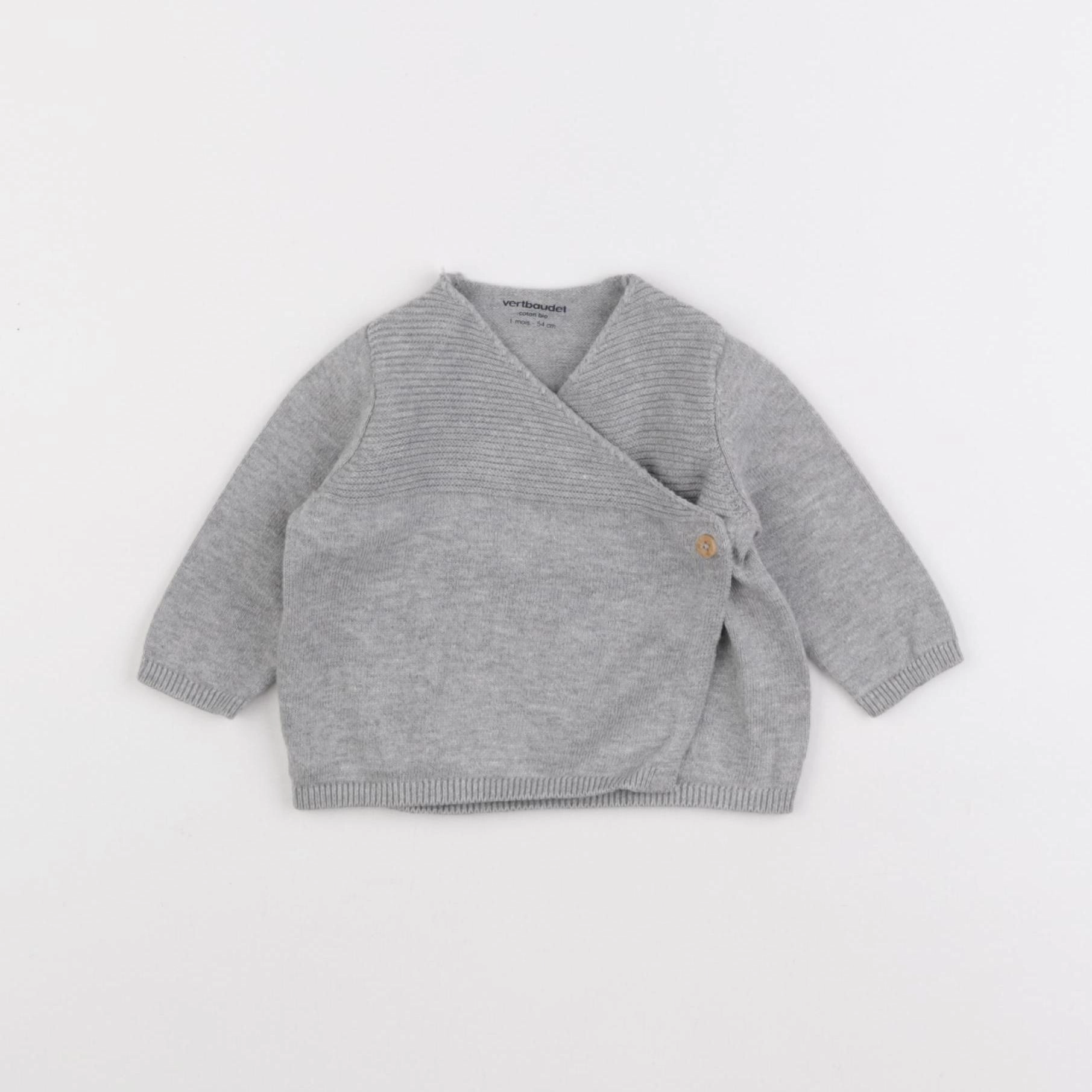Vertbaudet - gilet gris - 1 mois
